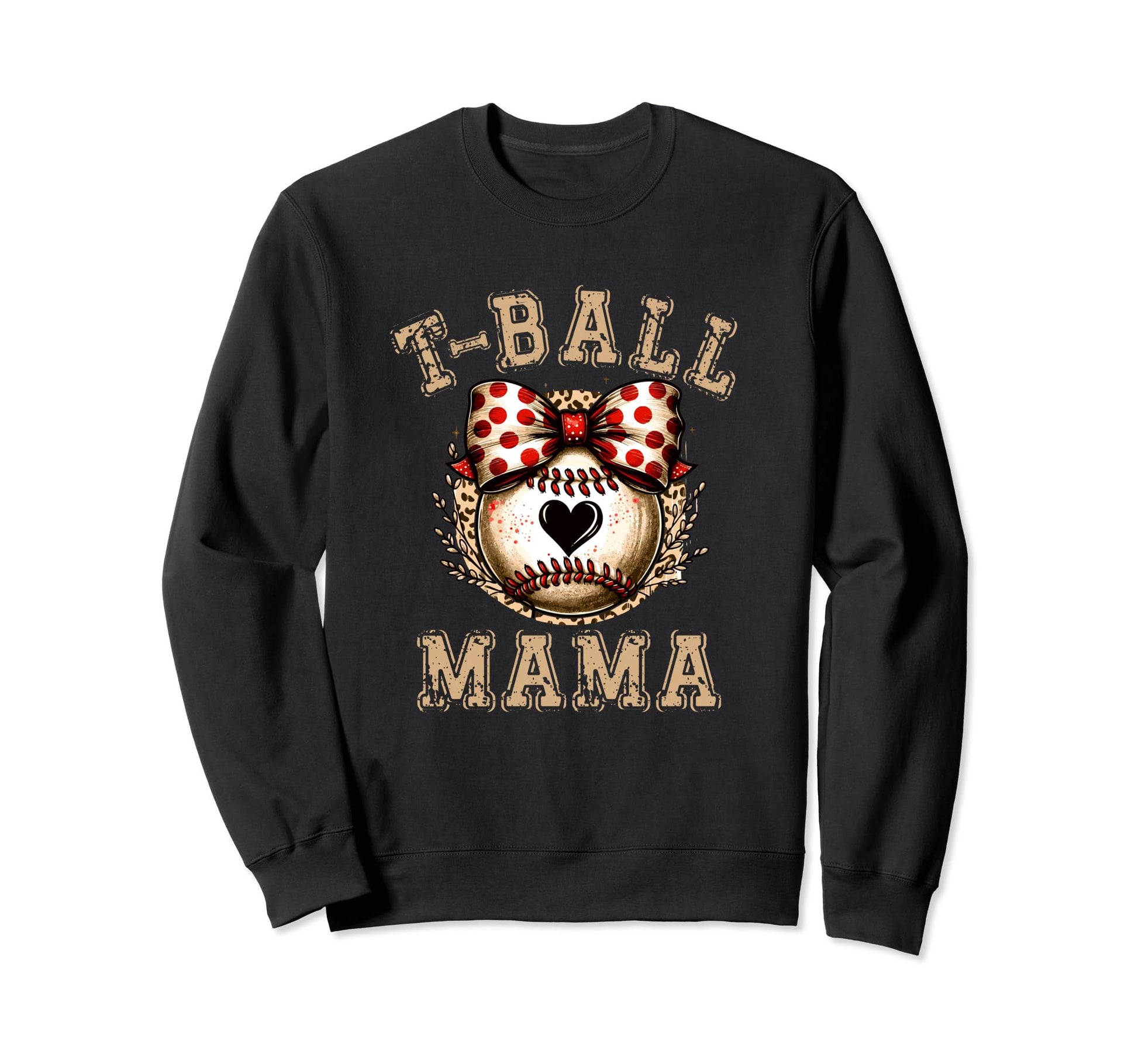 T Ball Mama Ball Bow Baseball Teen Sweatshirt - Trendy Graphic Men Women - T-Shirt, Sweatshirt, Hoodie