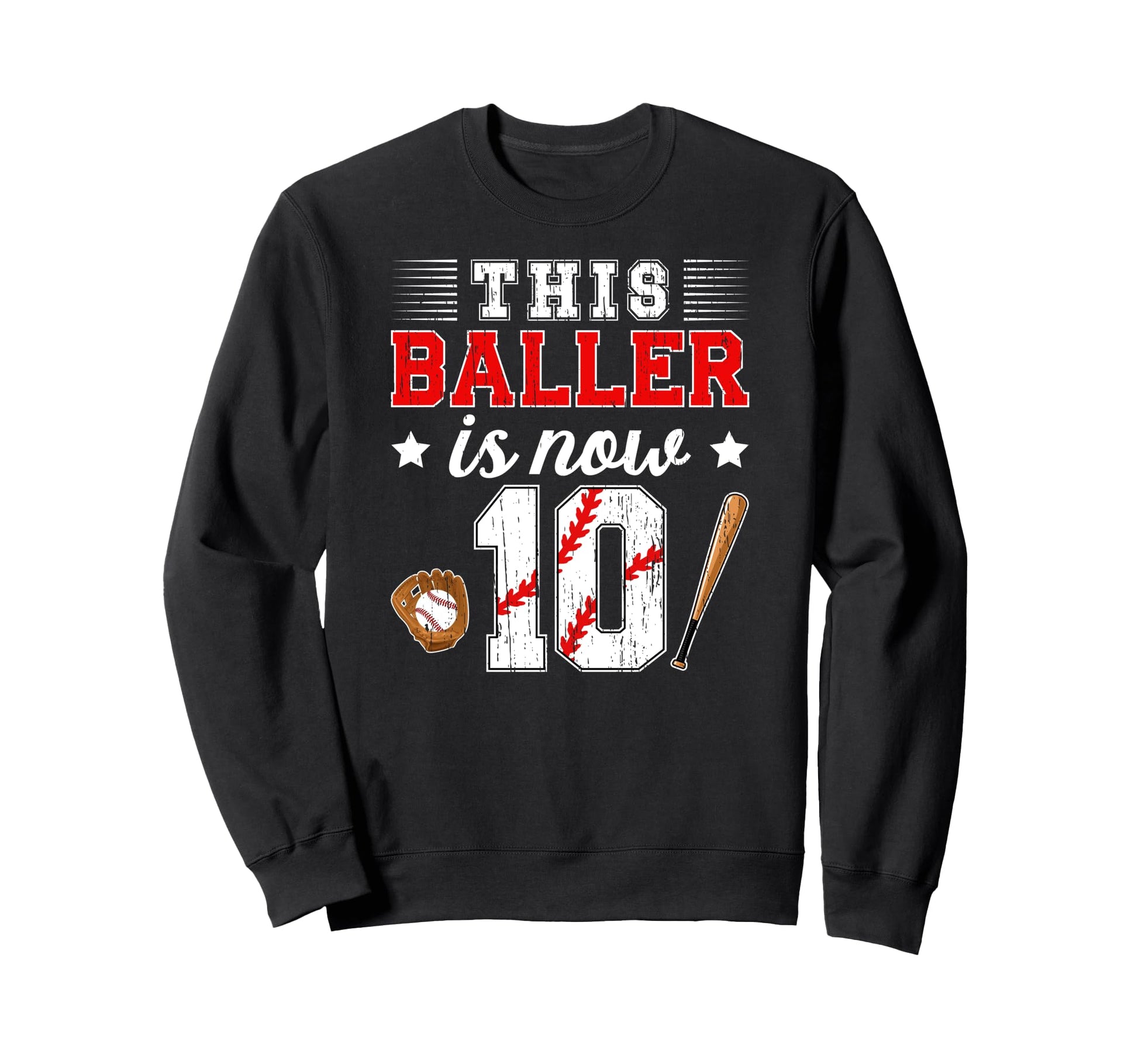 10Th Birthday Baseball 10 Year Old Sweatshirt - Graphic Print for Adults - T-Shirt, Sweatshirt, Hoodie
