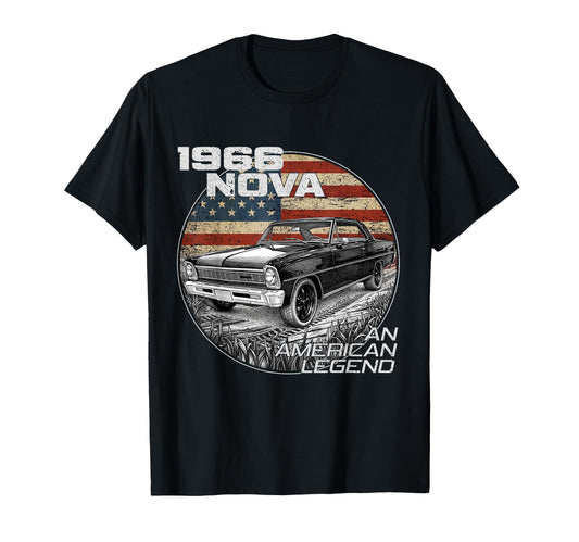 1966 66 Nova Silhouette Muscle Car T-Shirt - Custom Art Print Men Women - T-Shirt, Sweatshirt, Hoodie