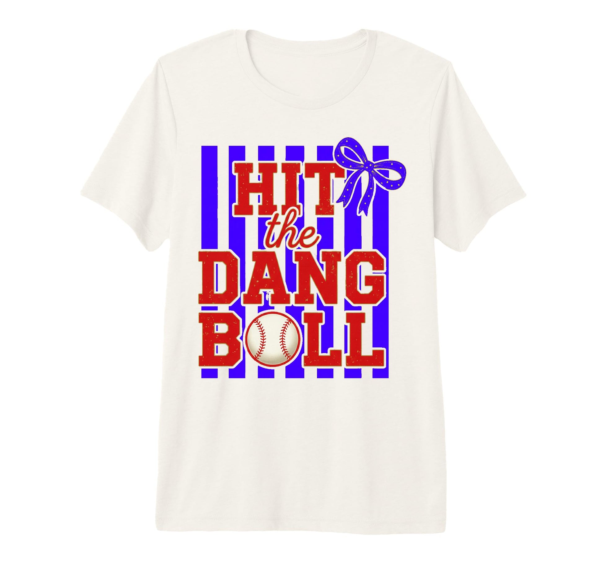 Hit Dang Ball Baseball Bow Tri Blend T-Shirt - Minimalist Print for Adults - T-Shirt, Sweatshirt, Hoodie