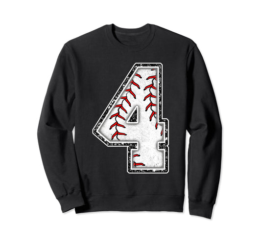 4 Years Old Birthday Baseball Sweatshirt - Streetwear Style for Adults - T-Shirt, Sweatshirt, Hoodie