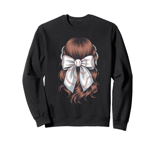 Baseball Coquette Bow Baseball Mom Sweatshirt - Graphic Print Unisex - T-Shirt, Sweatshirt, Hoodie