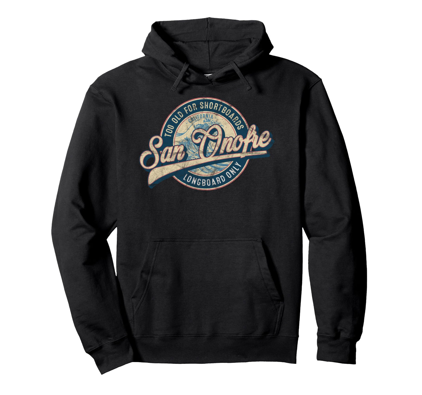 San Onofre Longboard Surf California Wave Hoodie - Graphic Print Unisex - T-Shirt, Sweatshirt, Hoodie