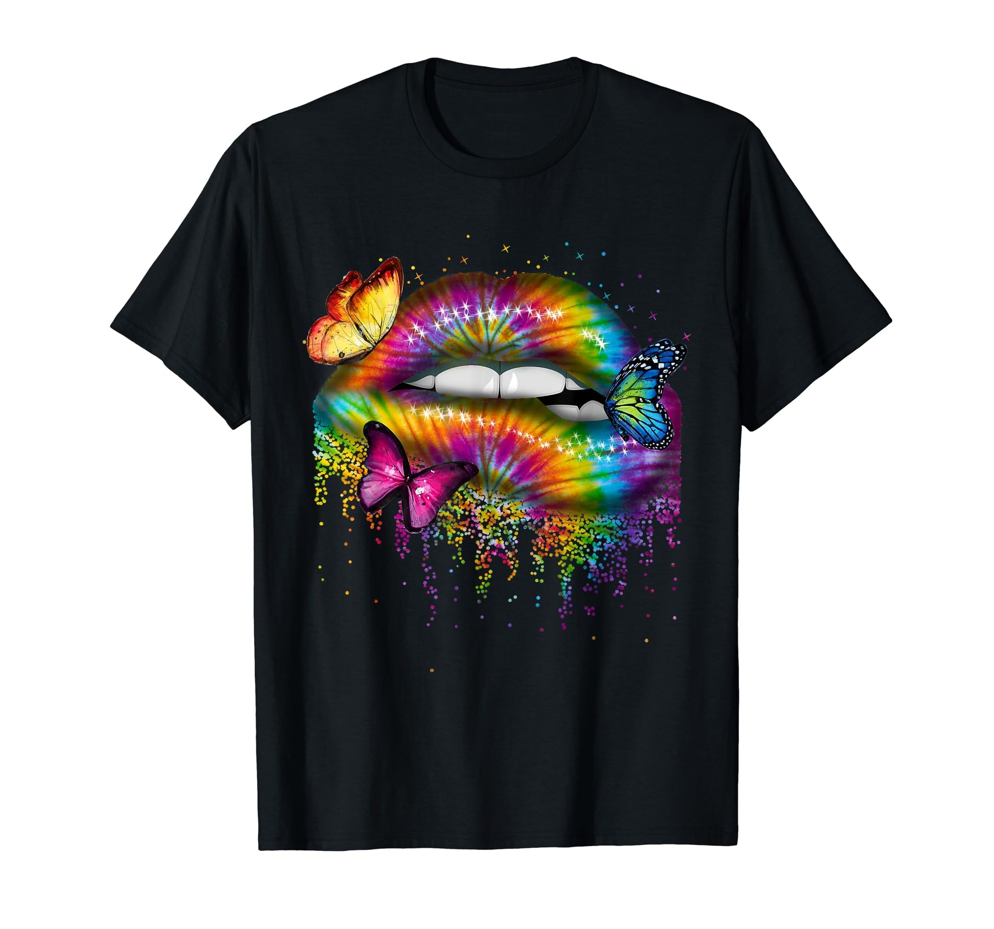 Sassy Lips 60S 70S Tie Dye Colours T-Shirt - Fun Novelty Design for Adults - T-Shirt, Sweatshirt, Hoodie