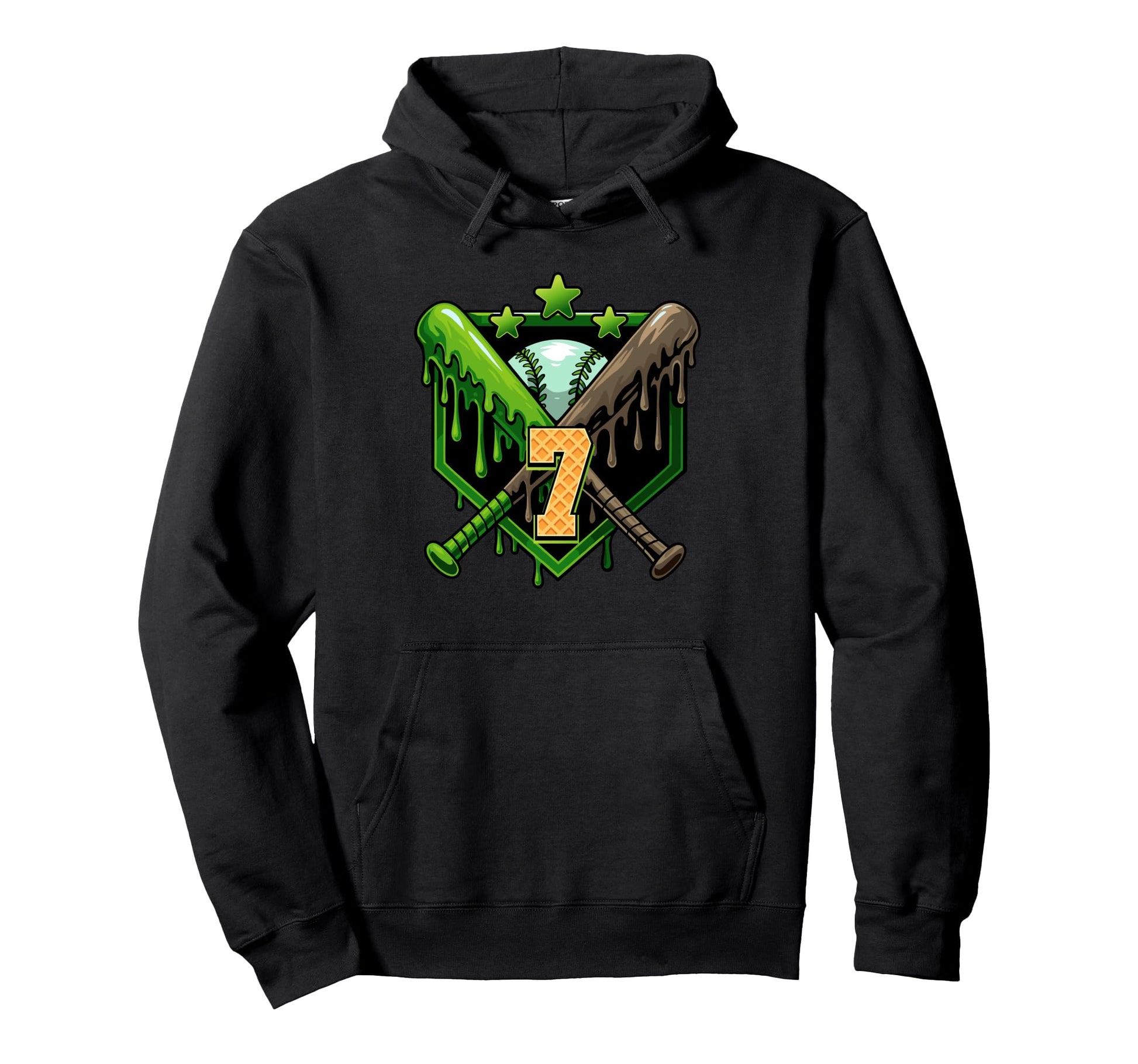 Baseball Drip 7Th Birthday Ice Cream Hoodie - Aesthetic Graphic Unisex - T-Shirt, Sweatshirt, Hoodie