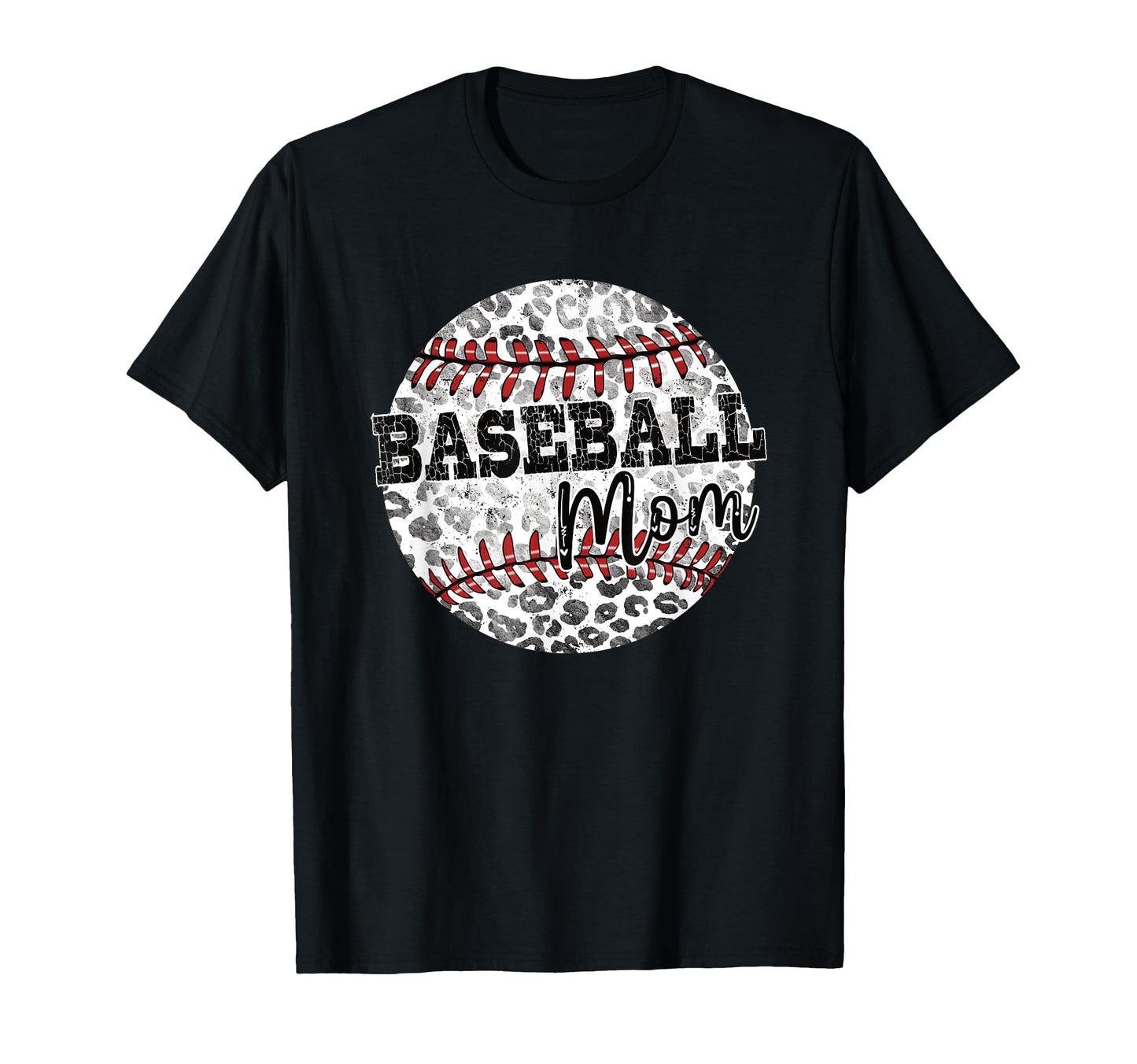 Leopard Baseball Mom Distressed Sports T-Shirt - Unique Graphic for Adults - T-Shirt, Sweatshirt, Hoodie