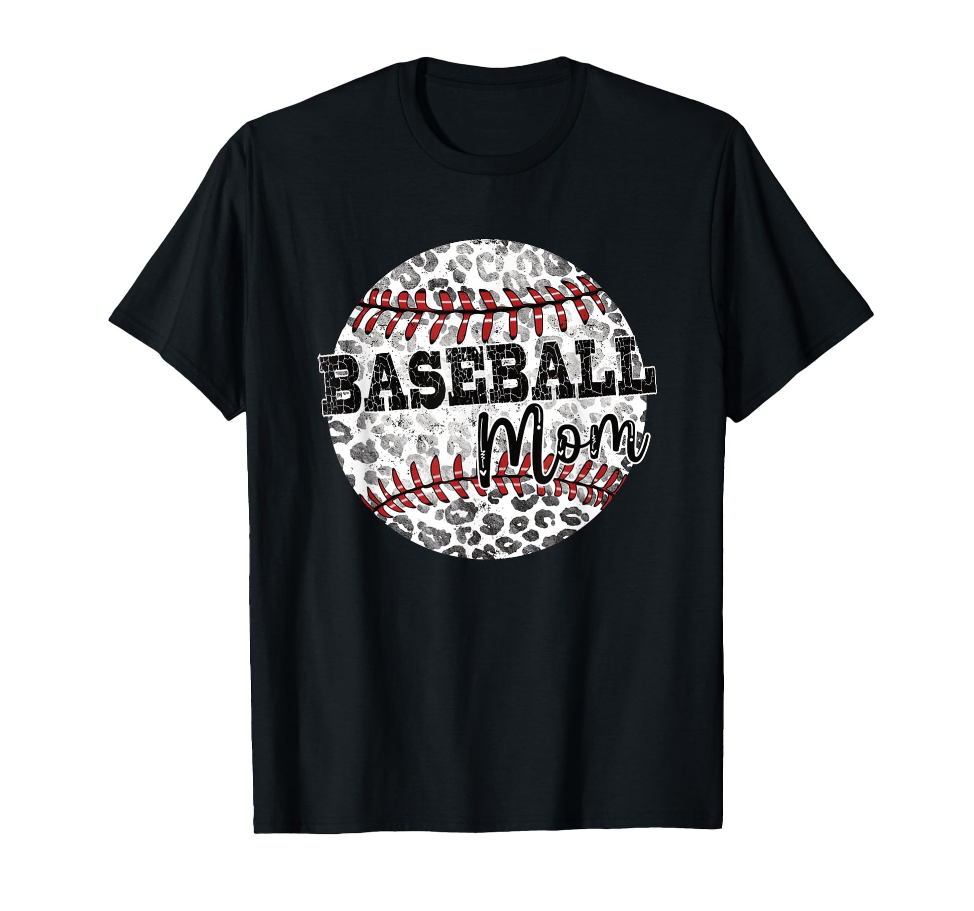 Leopard Baseball Mom Distressed Sports T-Shirt - Unique Graphic for Adults - T-Shirt, Sweatshirt, Hoodie