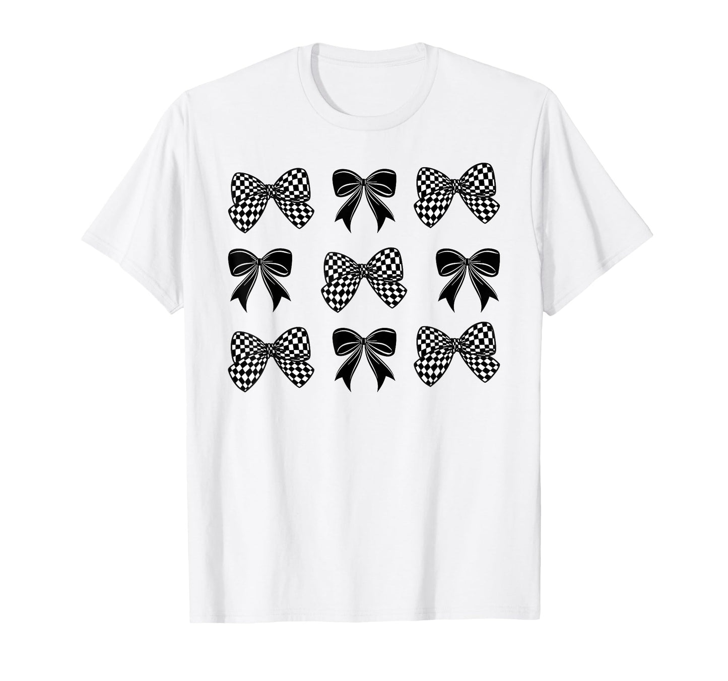 Coquette Bow Checked Flag Racing Car Y2K T-Shirt - Graphic Print Men Women - T-Shirt, Sweatshirt, Hoodie