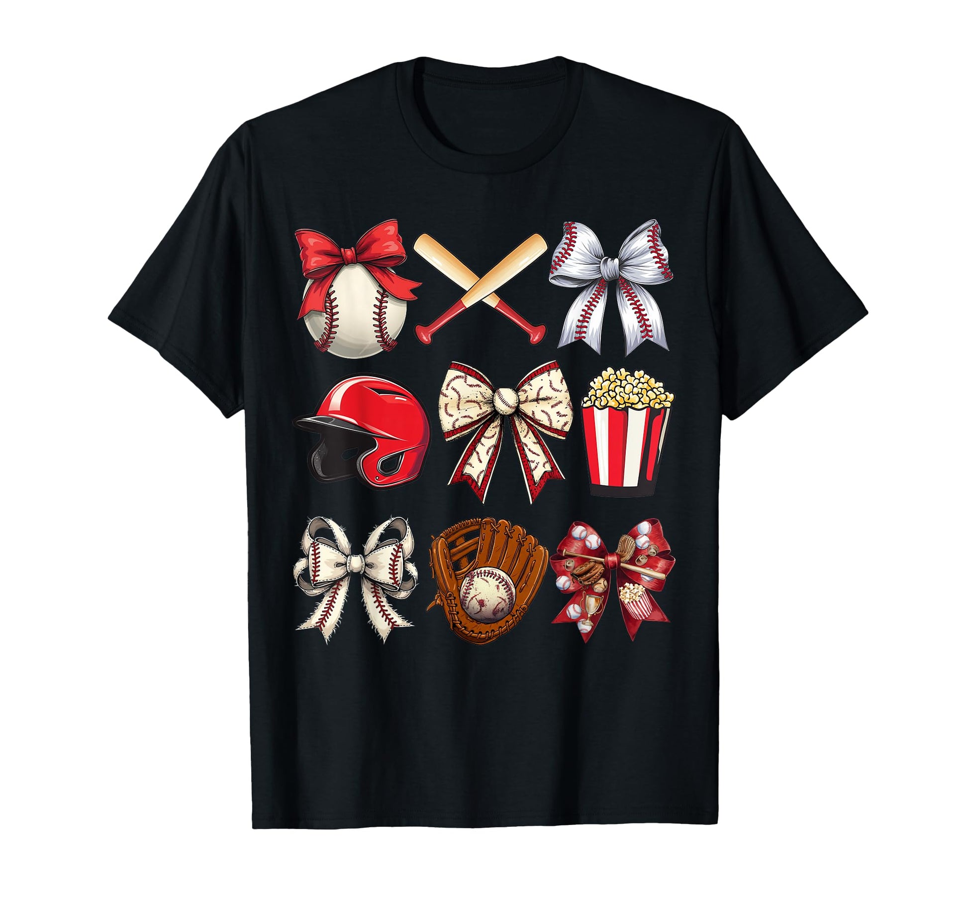 Baseball Coquette Bow Baseball Mama T-Shirt - Custom Art Print Unisex - T-Shirt, Sweatshirt, Hoodie