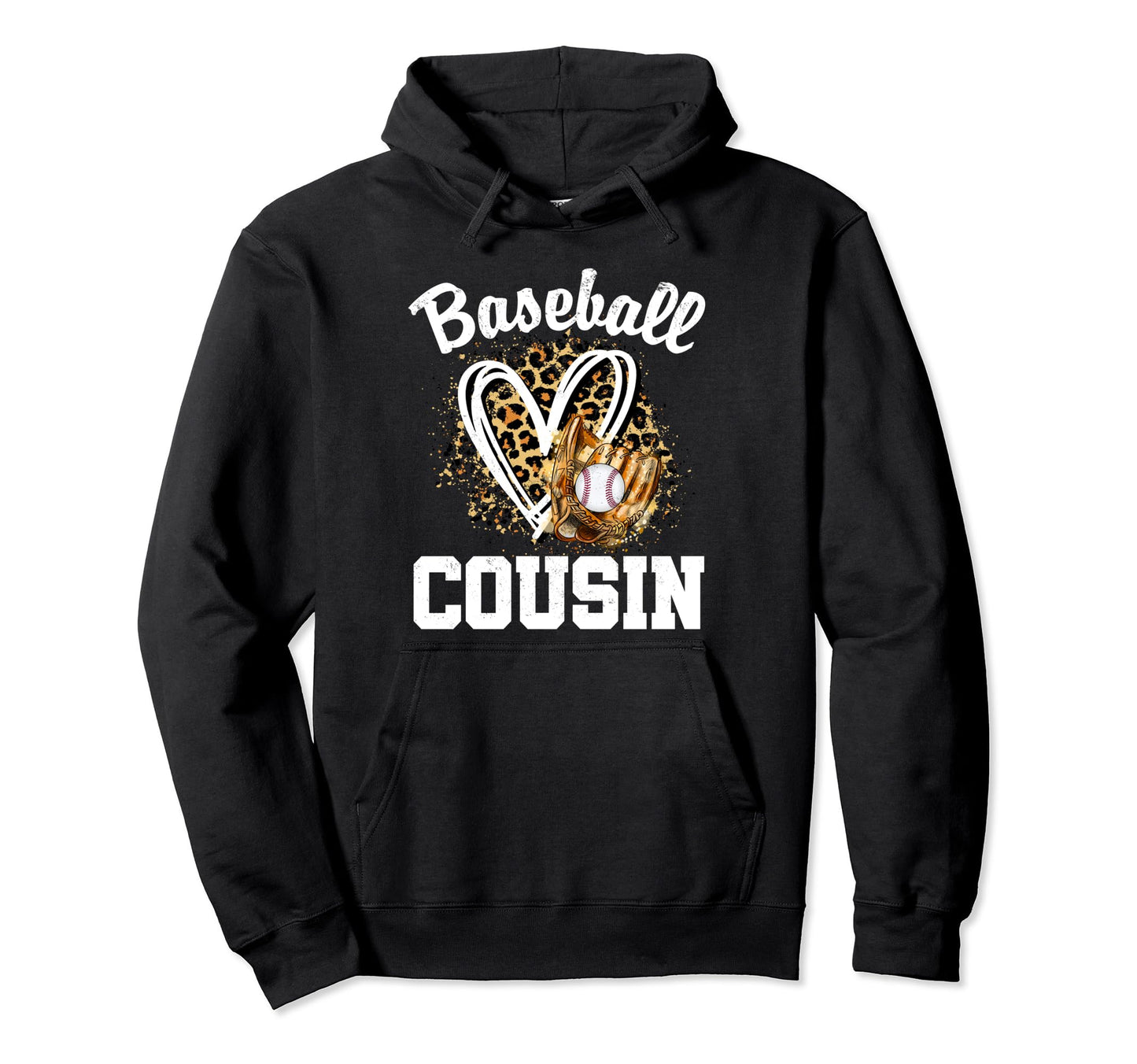 Baseball Cousin Leopard Heart Hoodie - Custom Art Print for Adults - T-Shirt, Sweatshirt, Hoodie