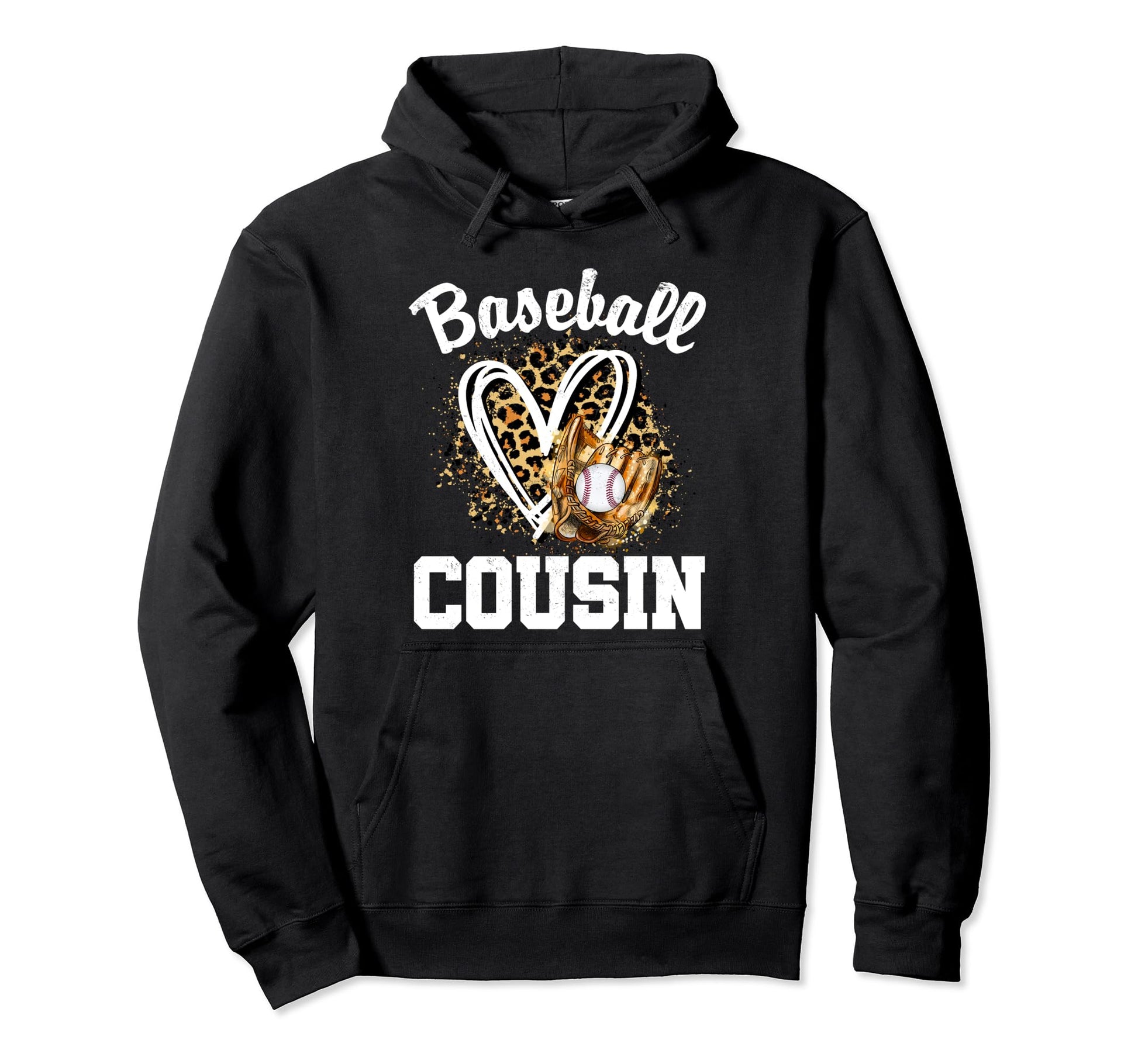 Baseball Cousin Leopard Heart Hoodie - Custom Art Print for Adults - T-Shirt, Sweatshirt, Hoodie