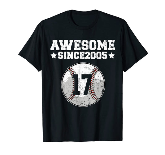 Awesome Since 2005 Baseball 17Th T-Shirt - Aesthetic Graphic Men Women - T-Shirt, Sweatshirt, Hoodie