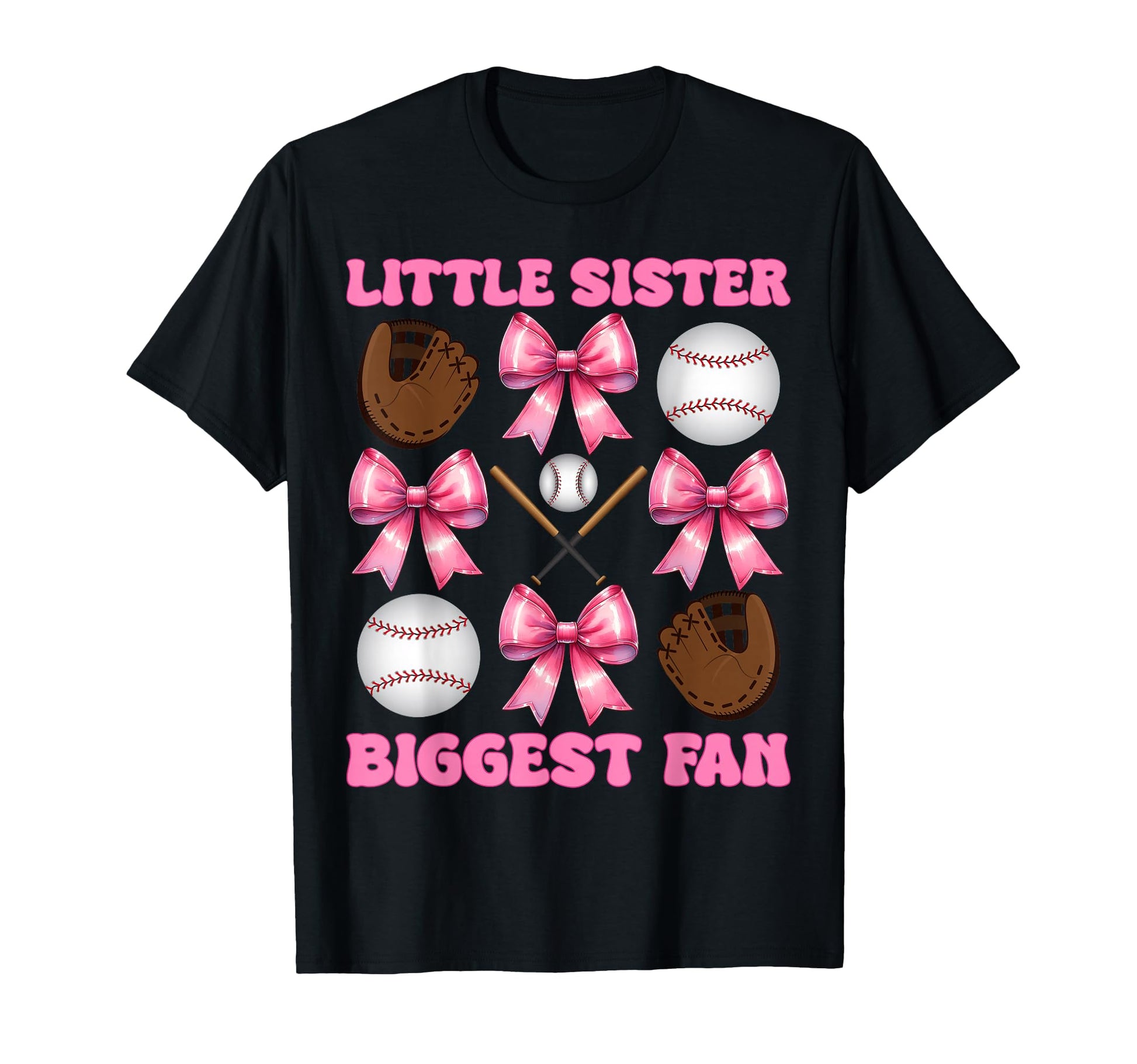 Baseball Sister Coquette Bow Little T-Shirt - Custom Art Print Unisex - T-Shirt, Sweatshirt, Hoodie