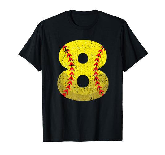 8Yo Baseball Softball Birthday Party T-Shirt - Minimalist Print for Adults - T-Shirt, Sweatshirt, Hoodie