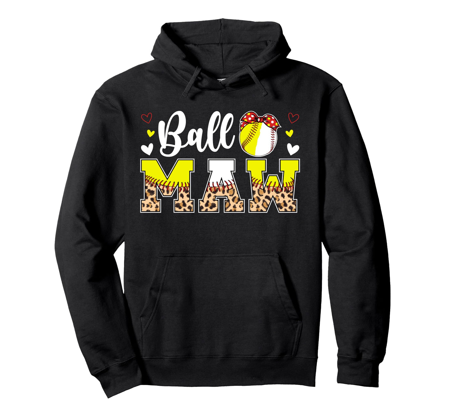 Ball Maw Leopard Softball Baseball Maw Hoodie - Graphic Print for Adults - T-Shirt, Sweatshirt, Hoodie