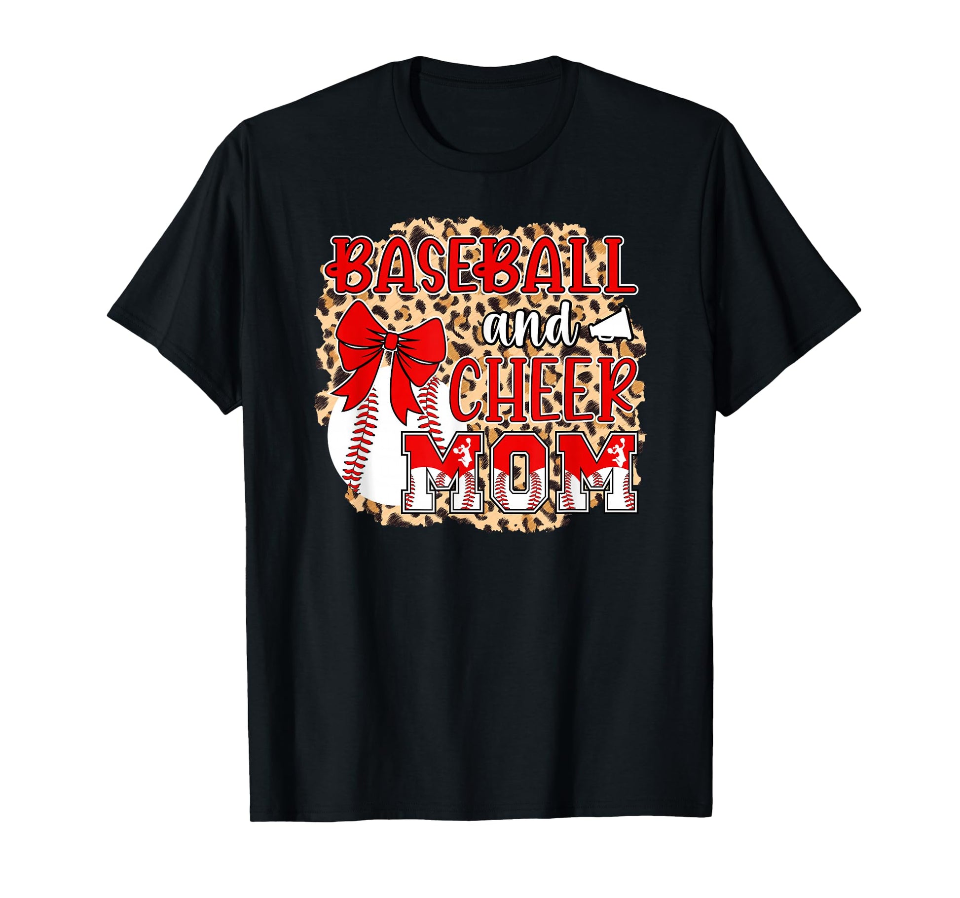 Baseball And Cheer Mom Leopard T-Shirt - Casual Everyday Wear Men Women - T-Shirt, Sweatshirt, Hoodie