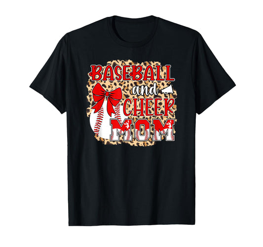 Baseball And Cheer Mom Leopard T-Shirt - Casual Everyday Wear Men Women - T-Shirt, Sweatshirt, Hoodie