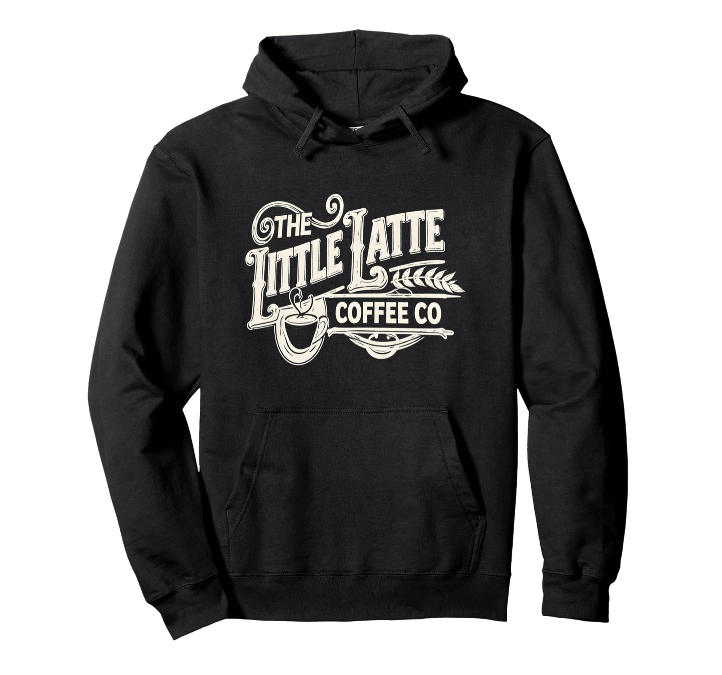 Little Latte Script Coffee Hoodie - Fun Novelty Design Men Women - T-Shirt, Sweatshirt, Hoodie