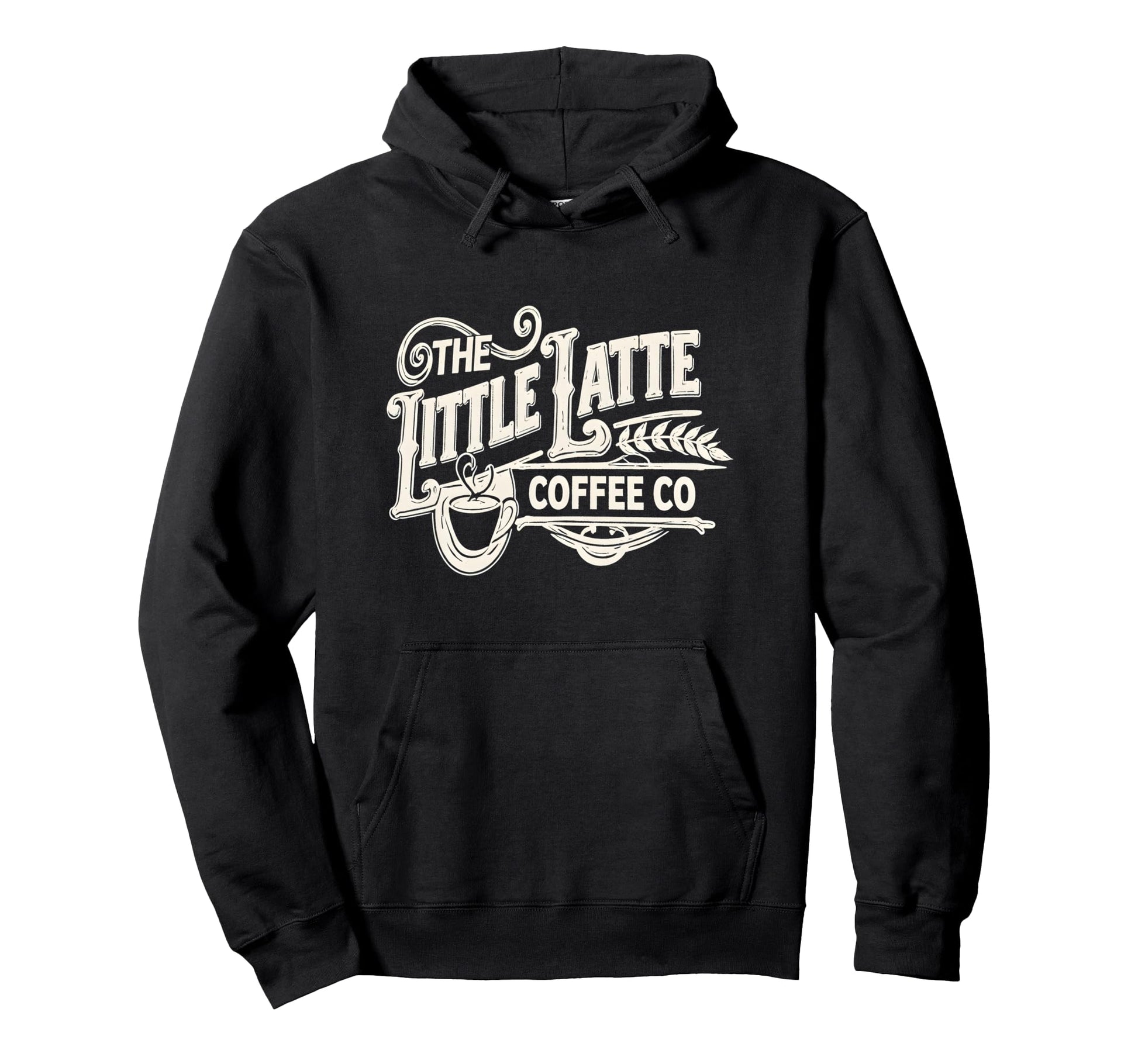 Little Latte Script Coffee Hoodie - Fun Novelty Design Men Women - T-Shirt, Sweatshirt, Hoodie