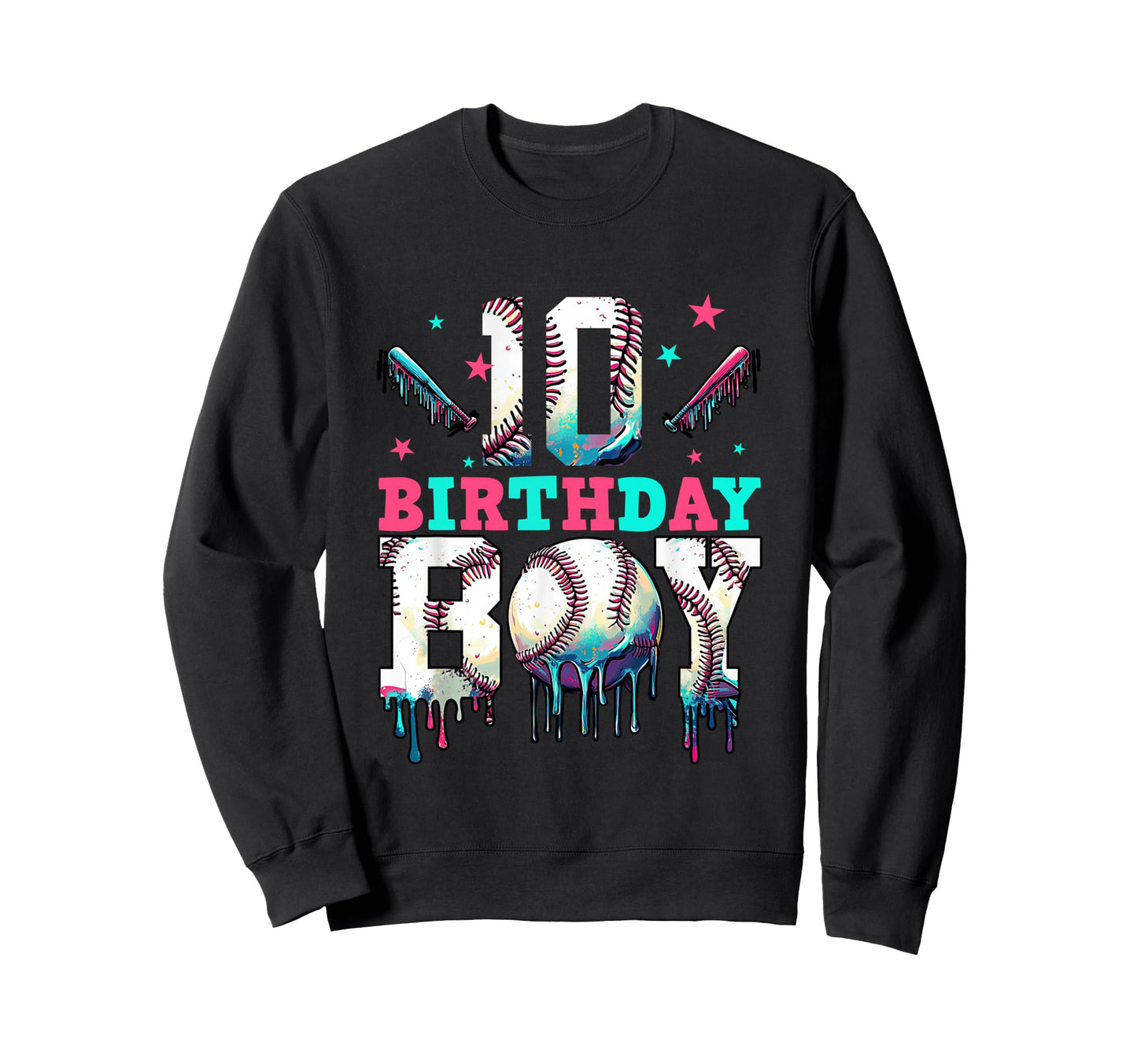 10Th Birthday Baseball Ice Cream Sweatshirt - Trendy Graphic for Adults - T-Shirt, Sweatshirt, Hoodie