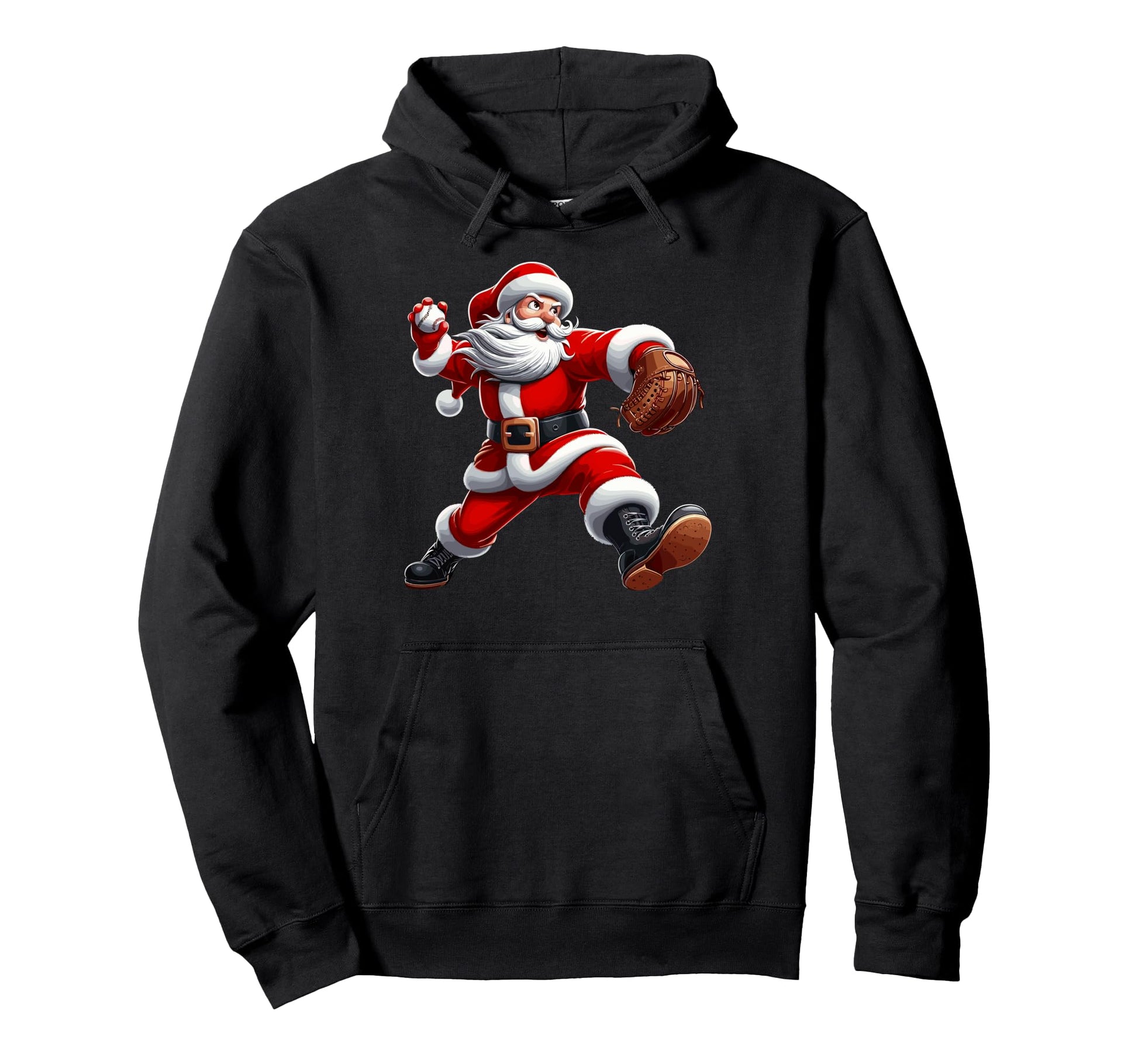 Baseball Player Santa Pitcher Catcher Hoodie - Minimalist Print Men Women - T-Shirt, Sweatshirt, Hoodie