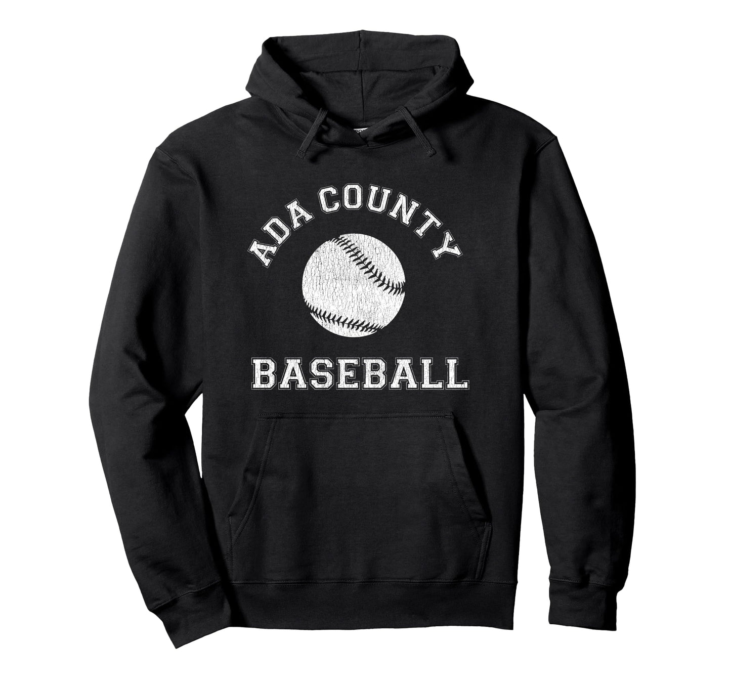 Ada County Baseball Distressed Hoodie - Fun Novelty Design for Adults - T-Shirt, Sweatshirt, Hoodie