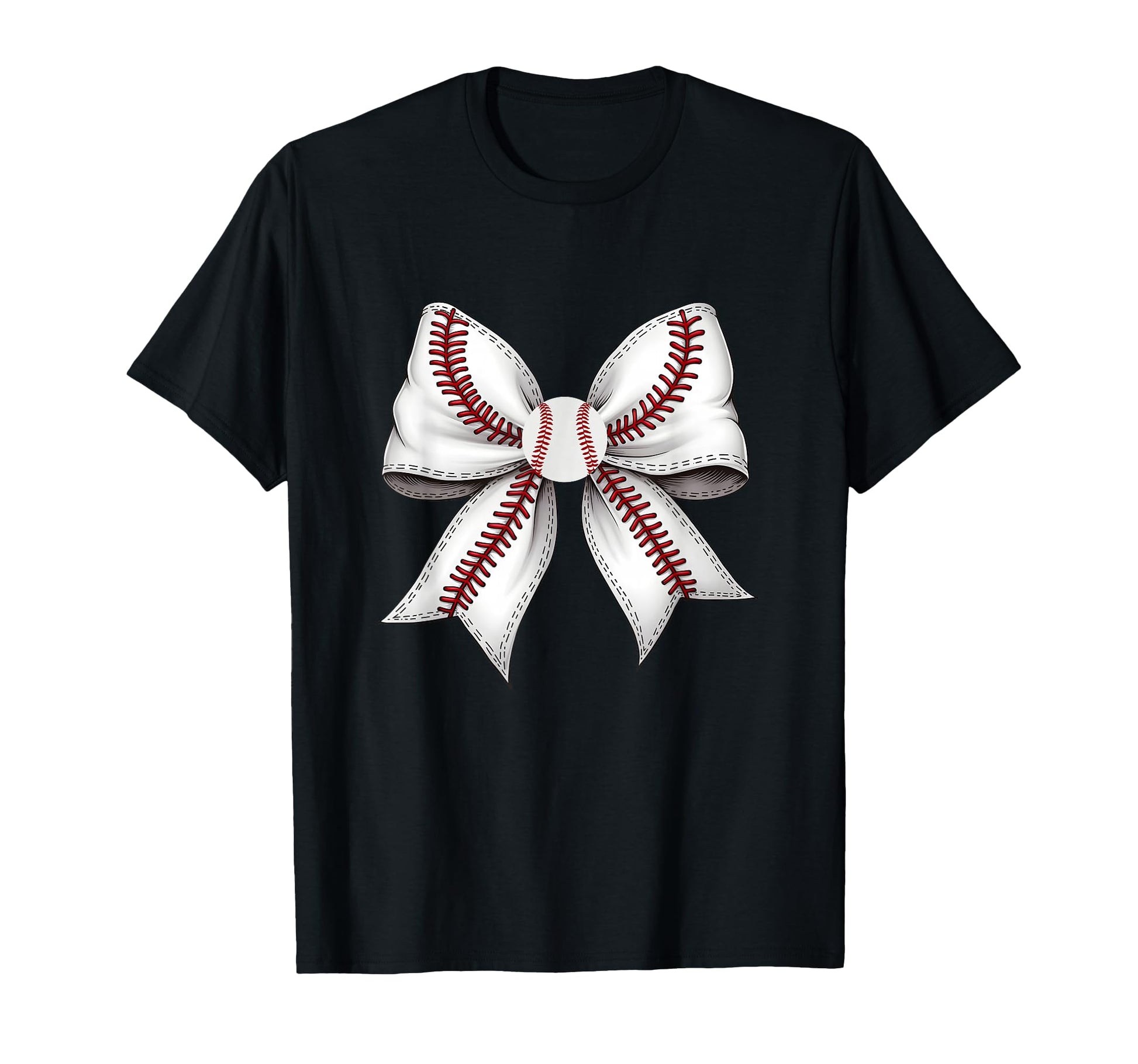 Unique Baseball Stitch Pattern Bow T-Shirt - Novelty Apparel for Adults - T-Shirt, Sweatshirt, Hoodie
