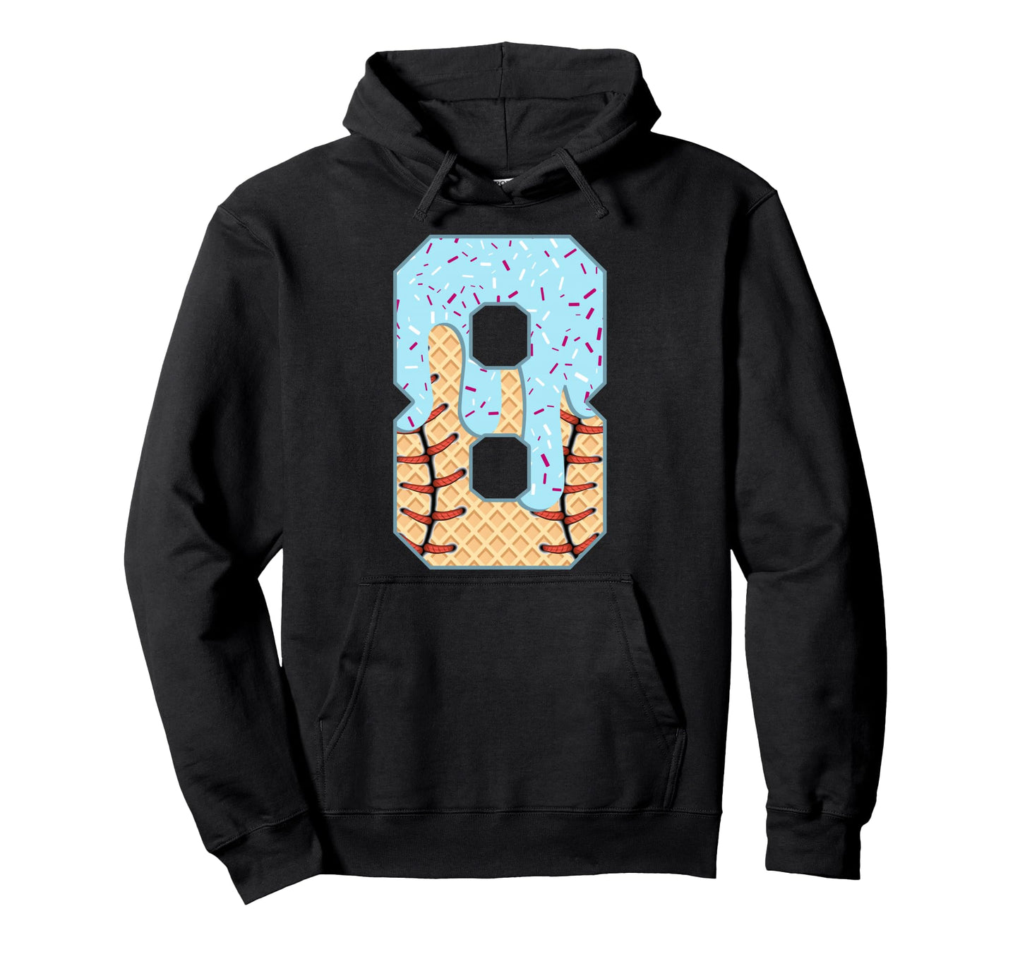 Baseball Drip 8 Year Old Ice Cream Drip Hoodie - Novelty Apparel Unisex - T-Shirt, Sweatshirt, Hoodie
