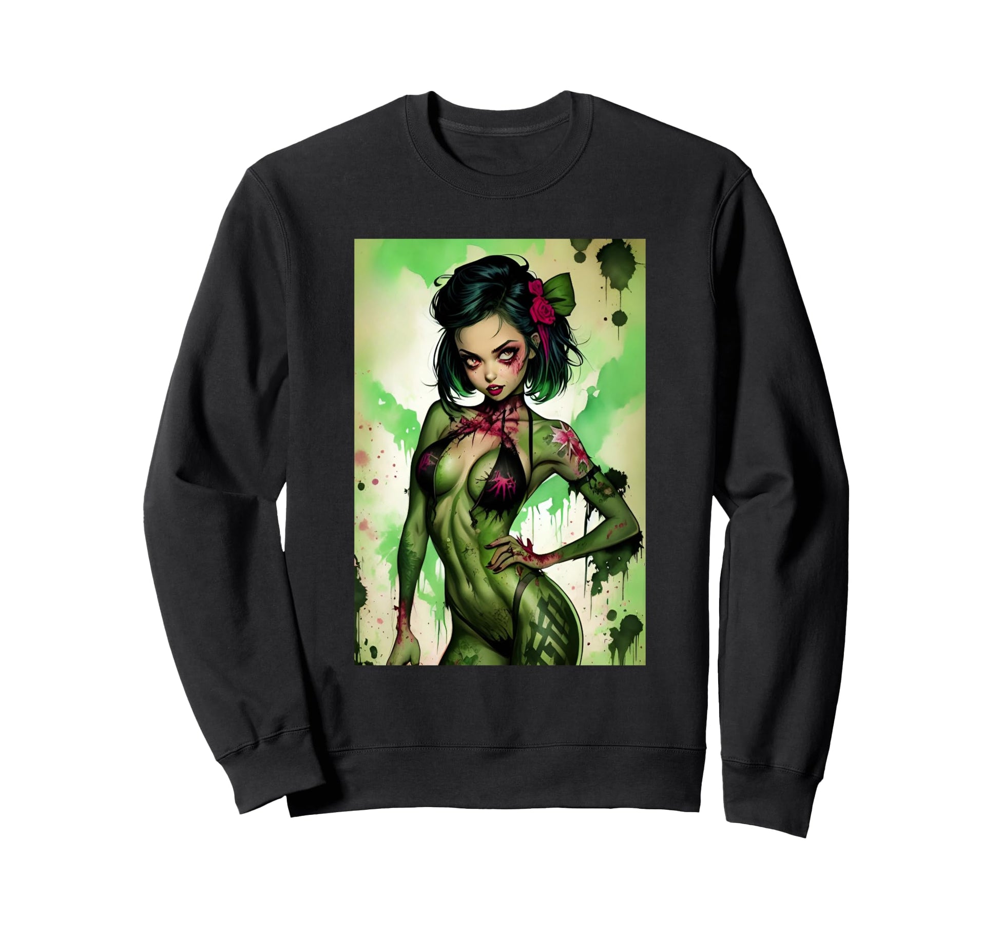 Zombie Pin Up Tattoos Halloween Sweatshirt - Casual Everyday Wear Unisex - T-Shirt, Sweatshirt, Hoodie