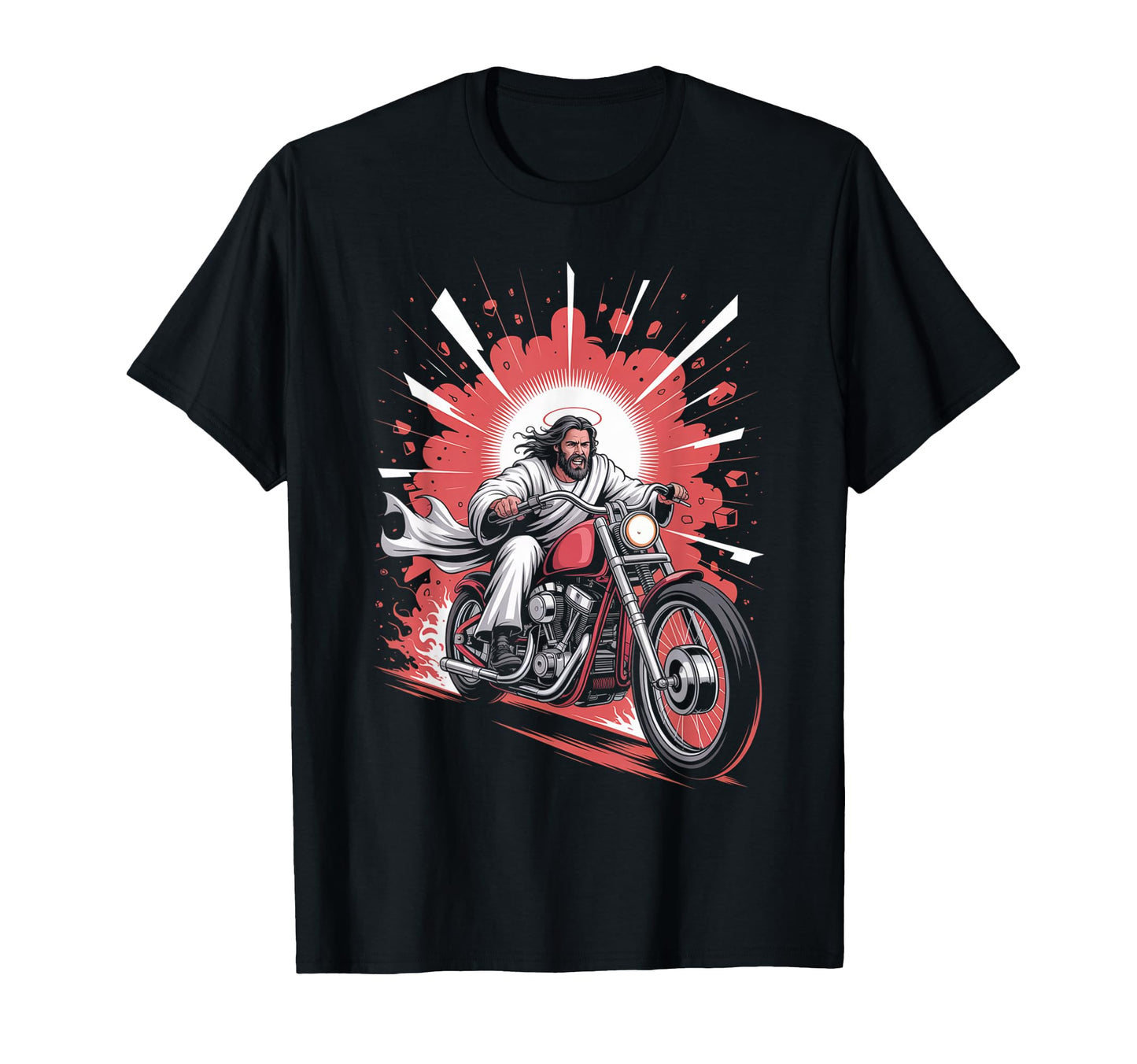 Jesus Biker Riding Motorcycle Outfit T-Shirt - Minimalist Print Men Women - T-Shirt, Sweatshirt, Hoodie