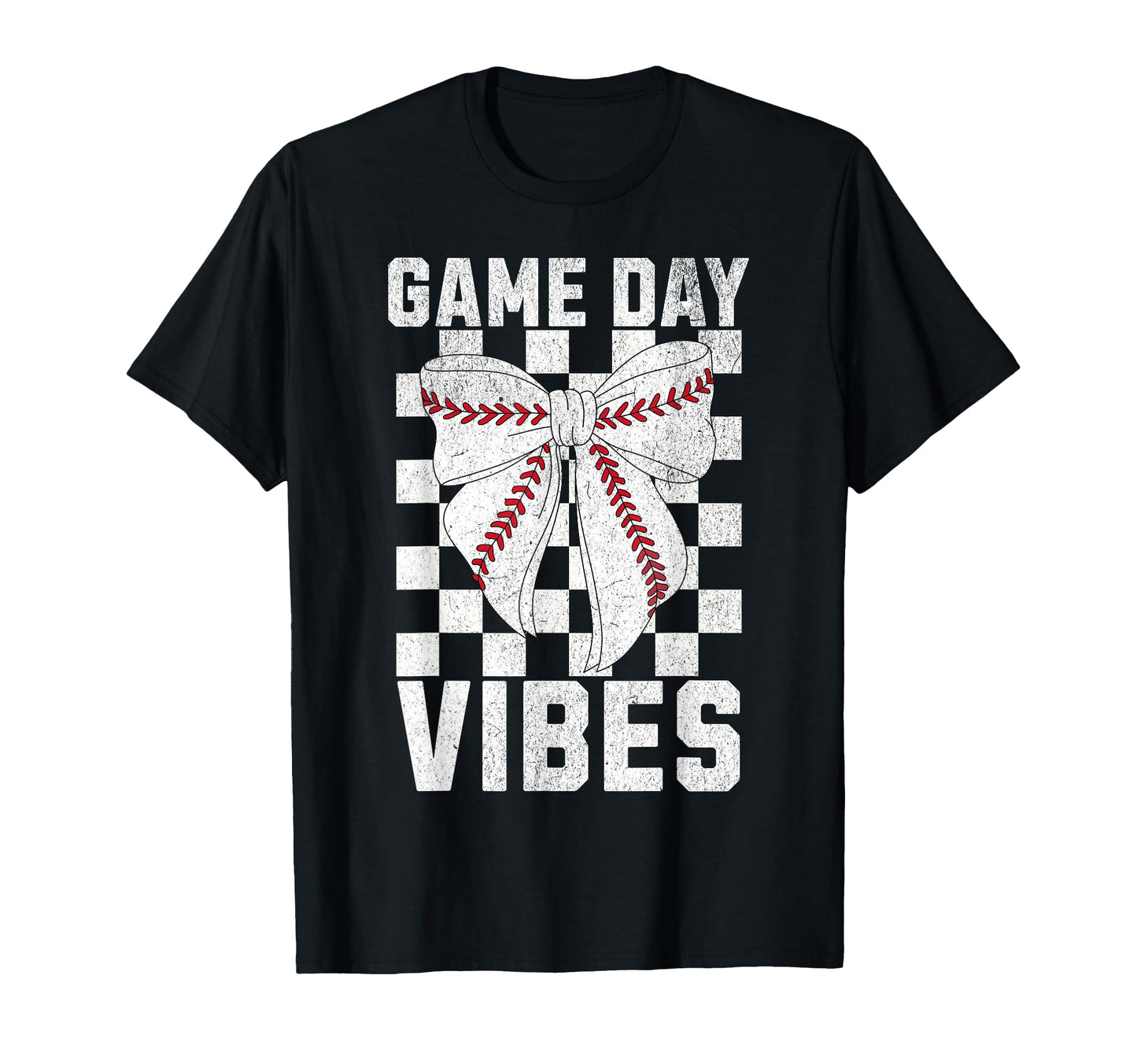 Game Day Vibes Coquette Bow Baseball T-Shirt - Custom Art Print Men Women - T-Shirt, Sweatshirt, Hoodie