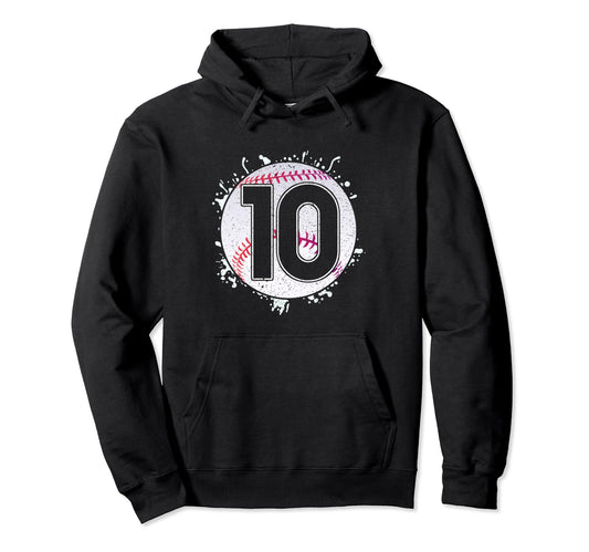 Baseball Birthday 10Th Birthday Hoodie - Casual Everyday Wear Men Women - T-Shirt, Sweatshirt, Hoodie