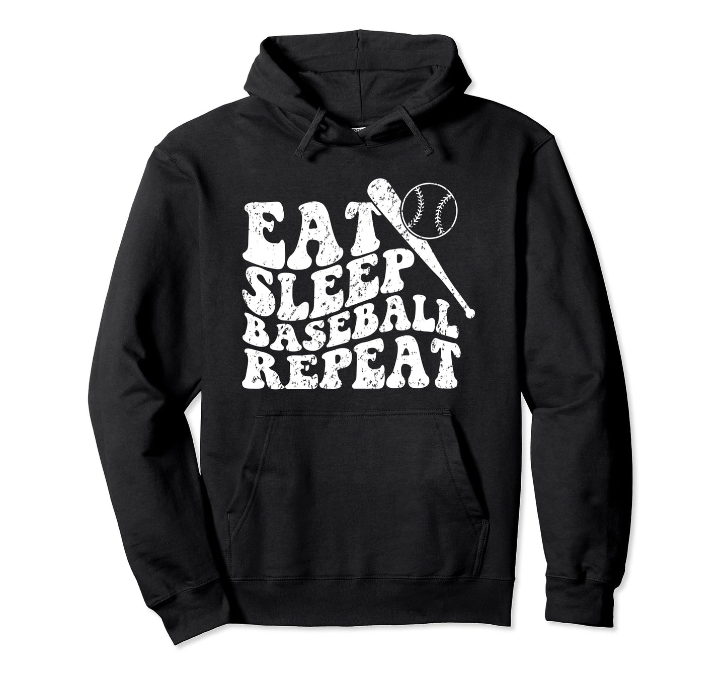 Eat Sleep Baseball Repeat Groovy Hoodie - Minimalist Print Unisex - T-Shirt, Sweatshirt, Hoodie