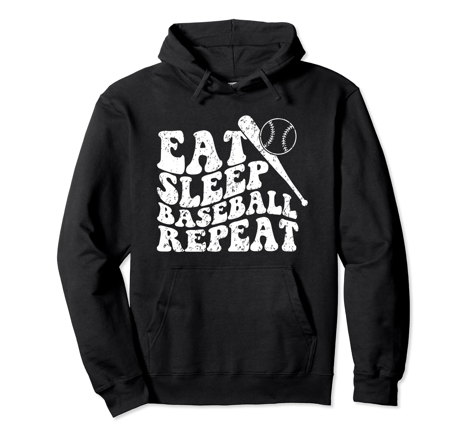 Eat Sleep Baseball Repeat Groovy Hoodie - Minimalist Print Unisex - T-Shirt, Sweatshirt, Hoodie