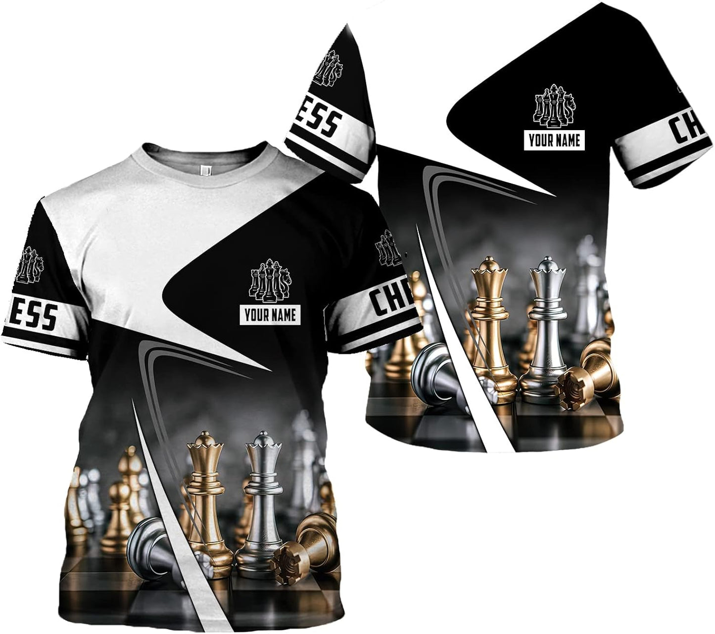 Personalized Name Chess 3D Full Color Custom for Men, - Adult & Kids T-Shirts, Sweatshirts & Hoodies apparel design preview 1