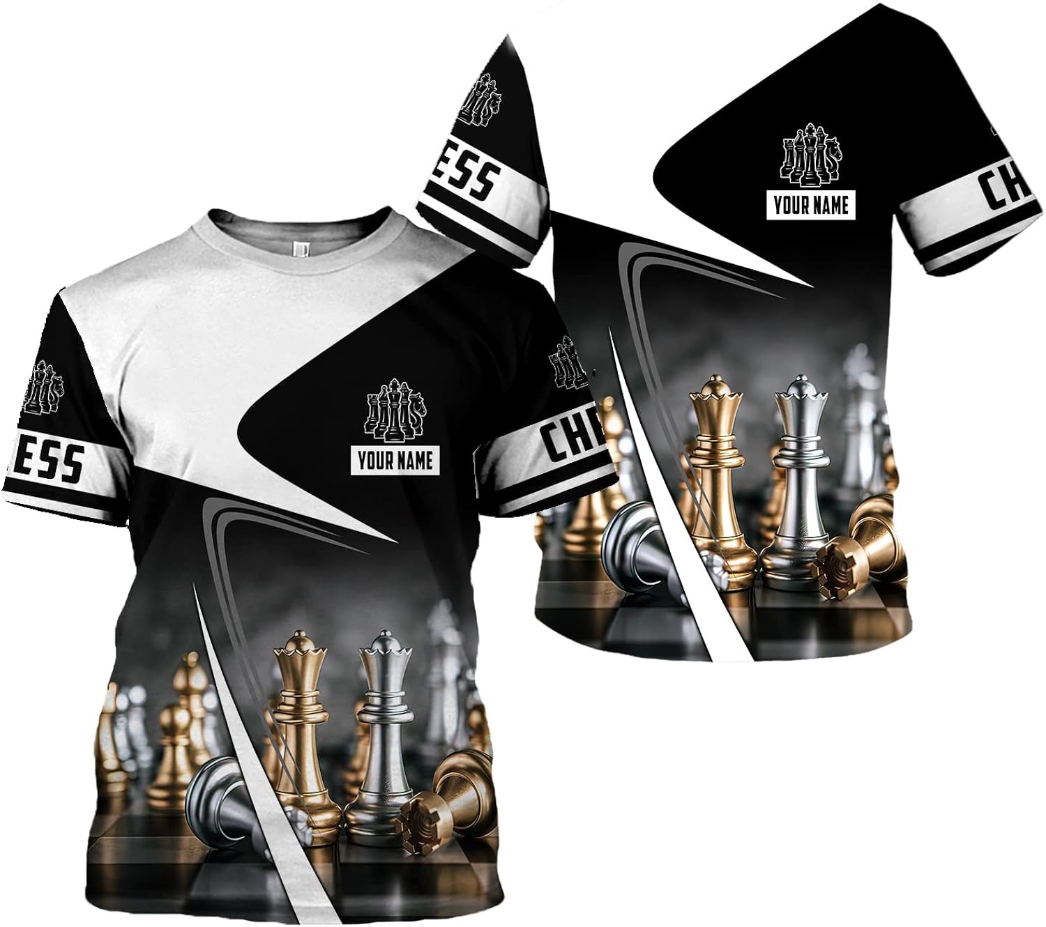Personalized Name Chess 3D Full Color Custom for Men, - Adult & Kids T-Shirts, Sweatshirts & Hoodies apparel design preview 1