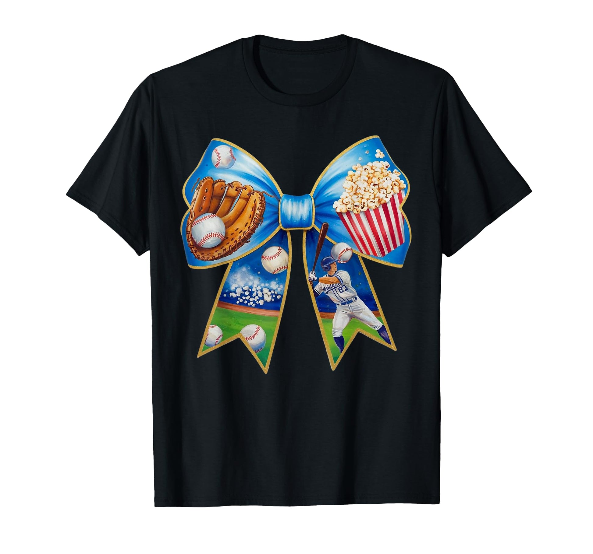Baseball Bow Popcorn Glove Bat Hoodie - Aesthetic Graphic for Adults - T-Shirt, Sweatshirt, Hoodie