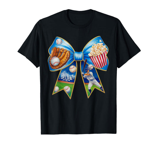 Baseball Bow Popcorn Glove Bat Hoodie - Aesthetic Graphic for Adults - T-Shirt, Sweatshirt, Hoodie