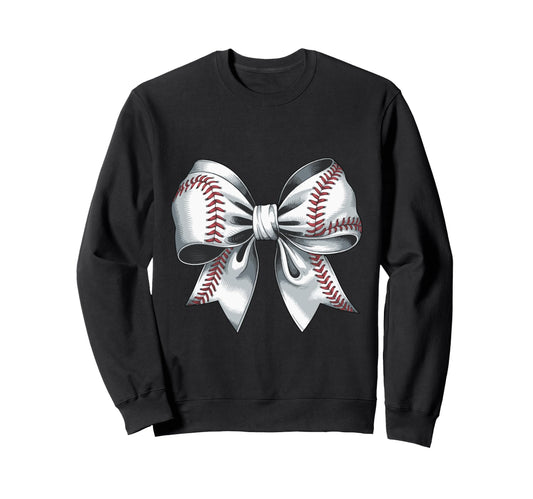 Baseball Bow Baseball Mom Mothers Sweatshirt - Fun Novelty Design Unisex - T-Shirt, Sweatshirt, Hoodie