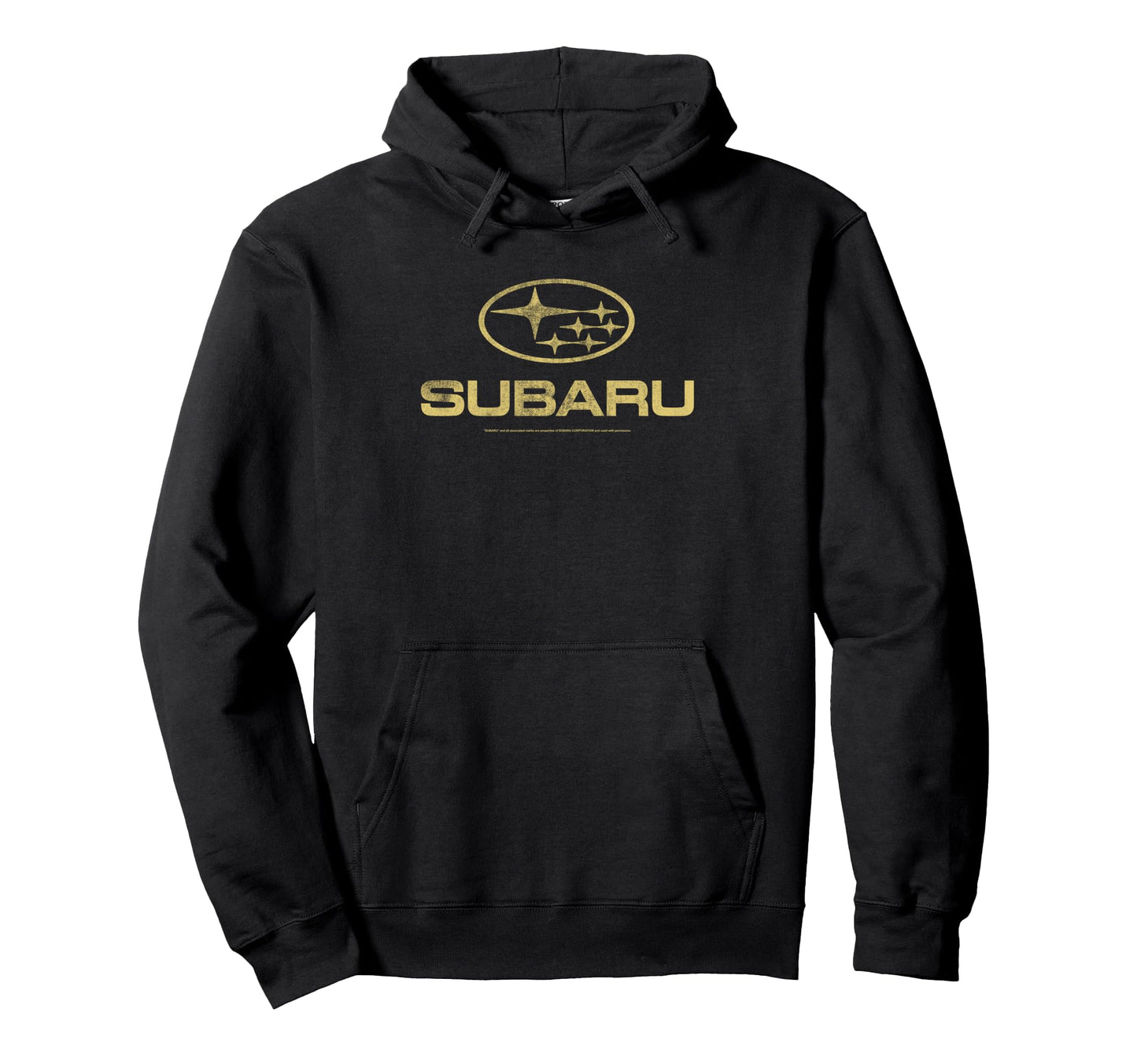 Subaru Distressed Star Logo Yellow Car Hoodie - Novelty Apparel for Adults - T-Shirt, Sweatshirt, Hoodie