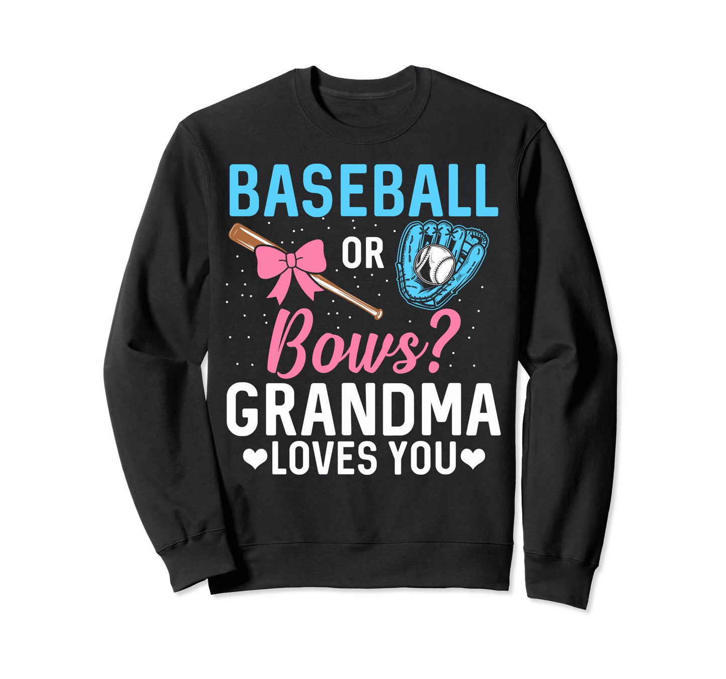 Baseball Or Bows Gender Reveal Sweatshirt - Custom Art Print for Adults - T-Shirt, Sweatshirt, Hoodie