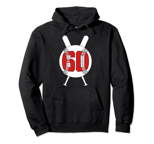 60 Years Baseball 60Th Birthday Hoodie - Custom Art Print for Adults - T-Shirt, Sweatshirt, Hoodie