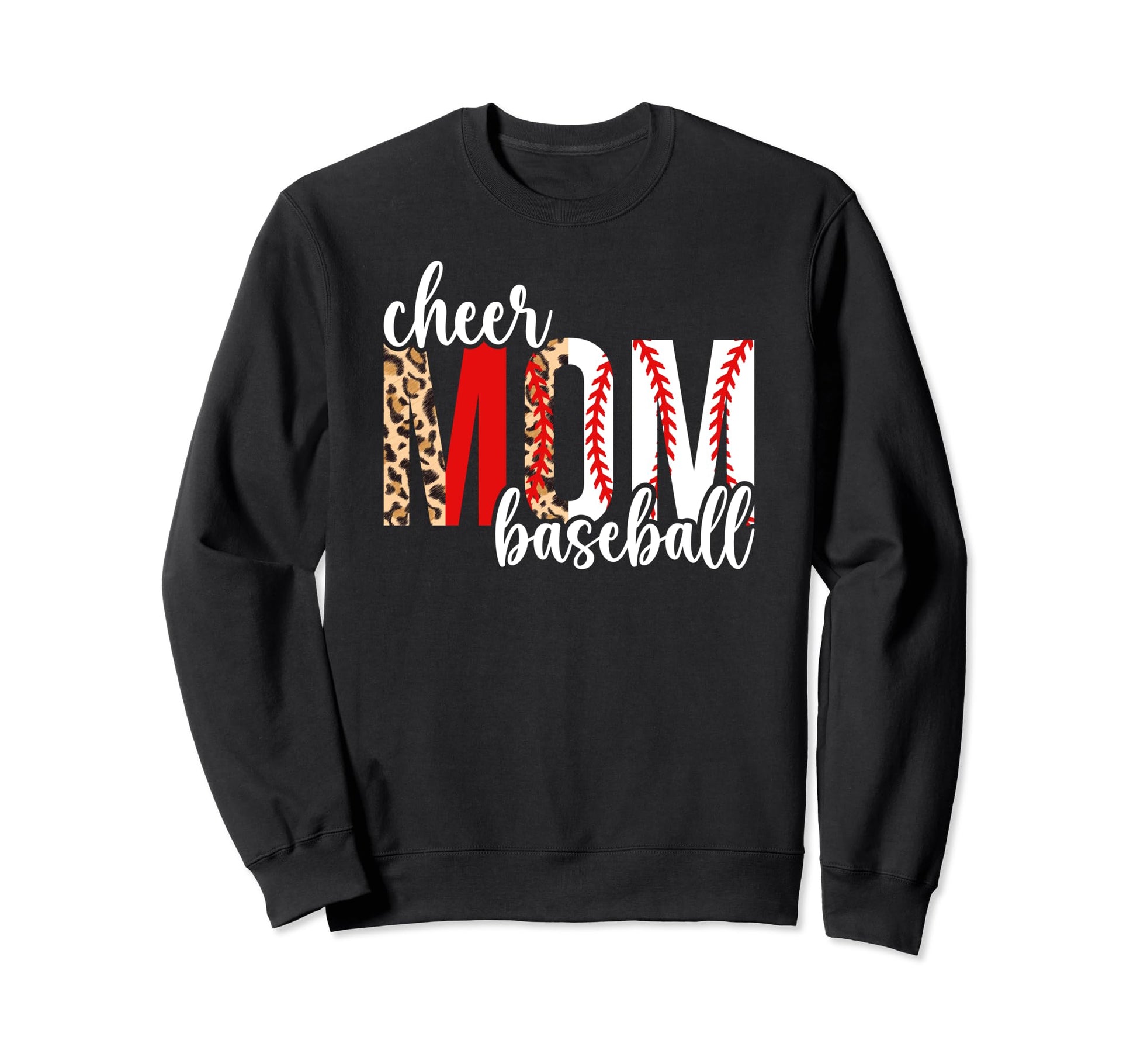 Cheer And Baseball Mom Leopard Sweatshirt - Trendy Graphic for Adults - T-Shirt, Sweatshirt, Hoodie