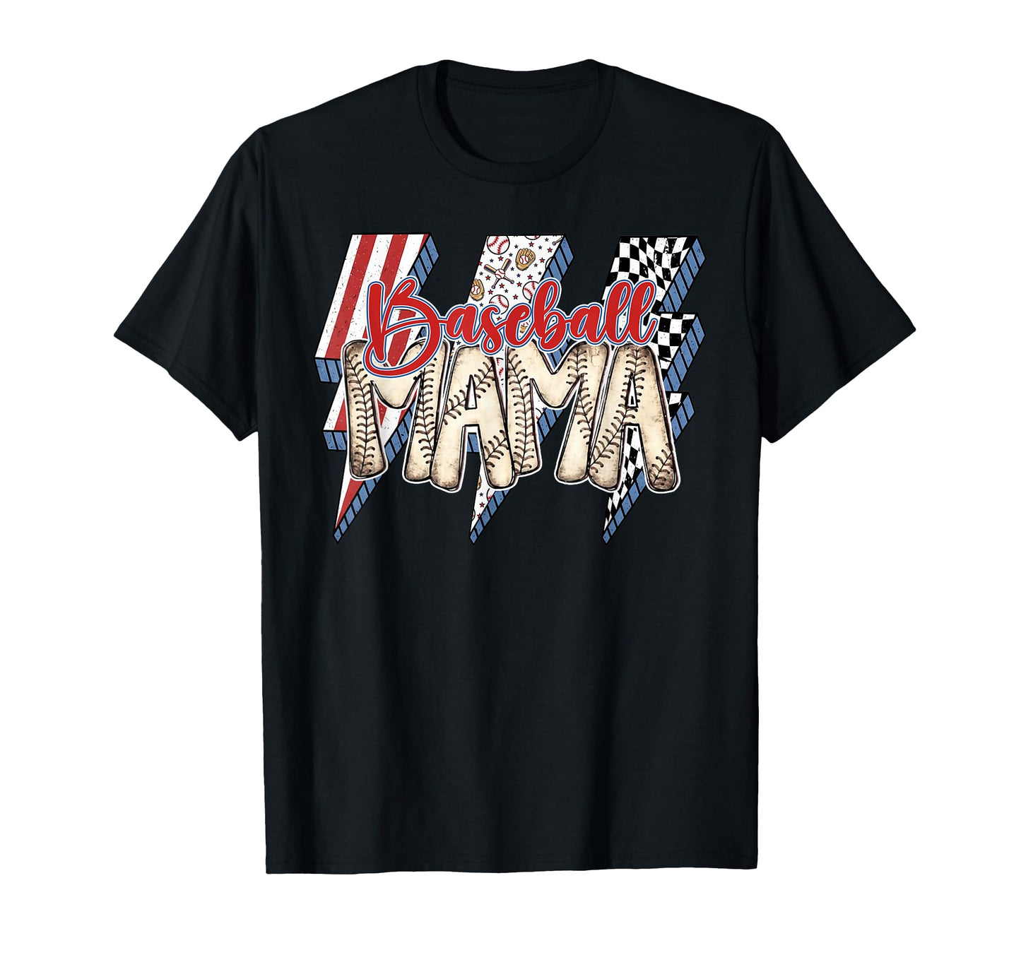 Baseball Mama Lightning Bolt T-Shirt - Casual Everyday Wear Men Women - T-Shirt, Sweatshirt, Hoodie