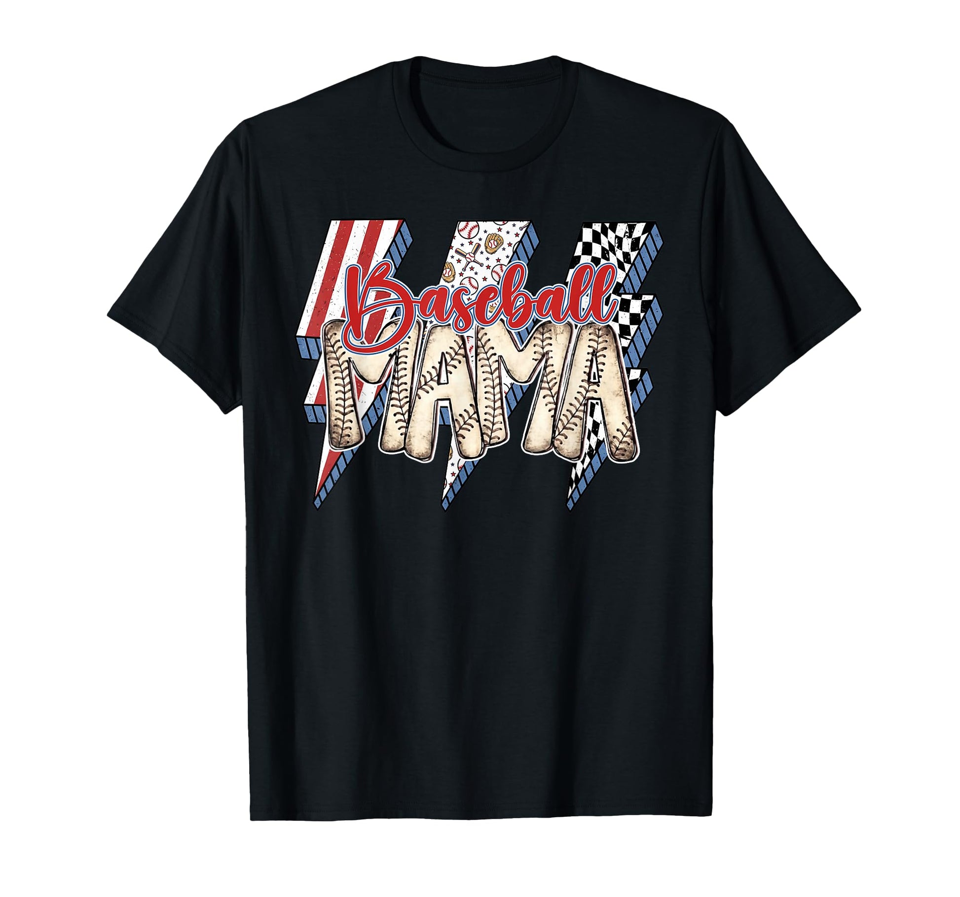 Baseball Mama Lightning Bolt T-Shirt - Casual Everyday Wear Men Women - T-Shirt, Sweatshirt, Hoodie