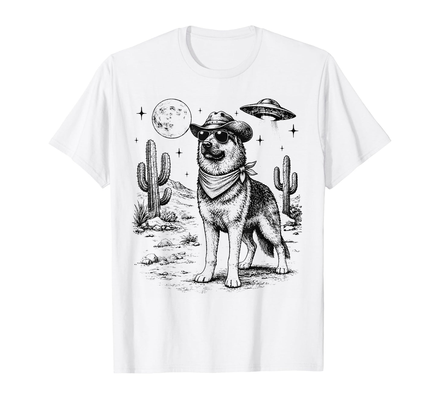 Cowboy Dog Funny German Shepherd T-Shirt - Casual Everyday Wear for Adults - T-Shirt, Sweatshirt, Hoodie