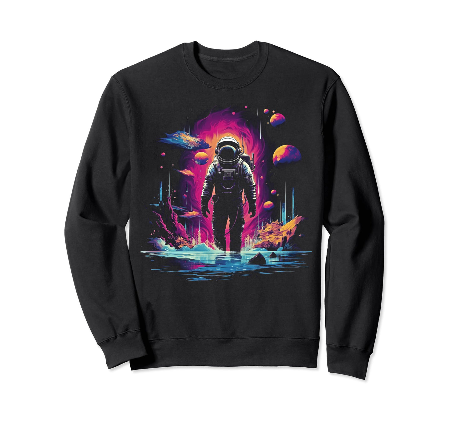 Synthwave Astronaut Cyberpunk 80S Sweatshirt - Trendy Graphic for Adults - T-Shirt, Sweatshirt, Hoodie