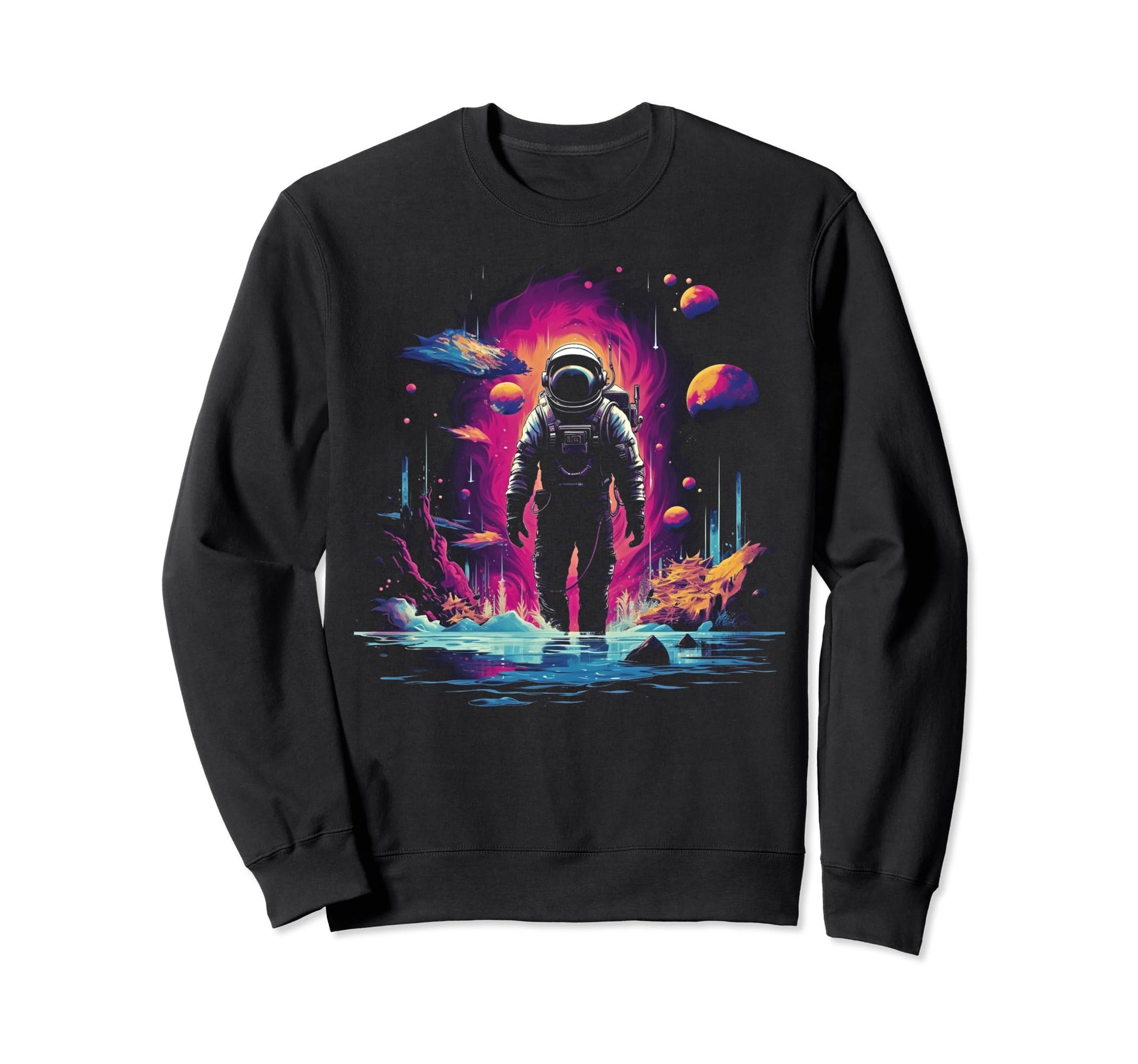 Synthwave Astronaut Cyberpunk 80S Sweatshirt - Trendy Graphic for Adults - T-Shirt, Sweatshirt, Hoodie