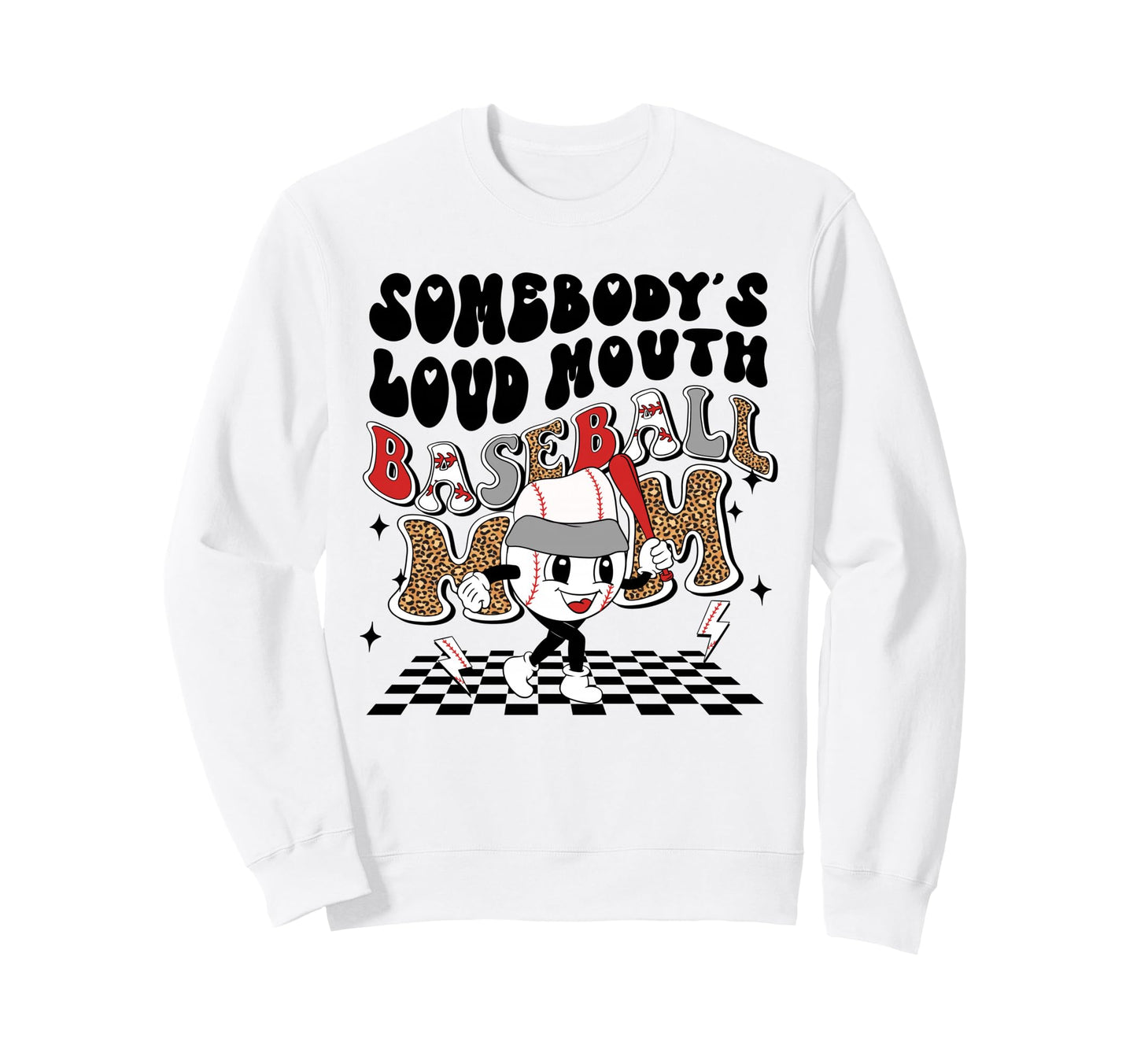 Baseball Mom Leopard Sports Sweatshirt - Streetwear Style Unisex - T-Shirt, Sweatshirt, Hoodie