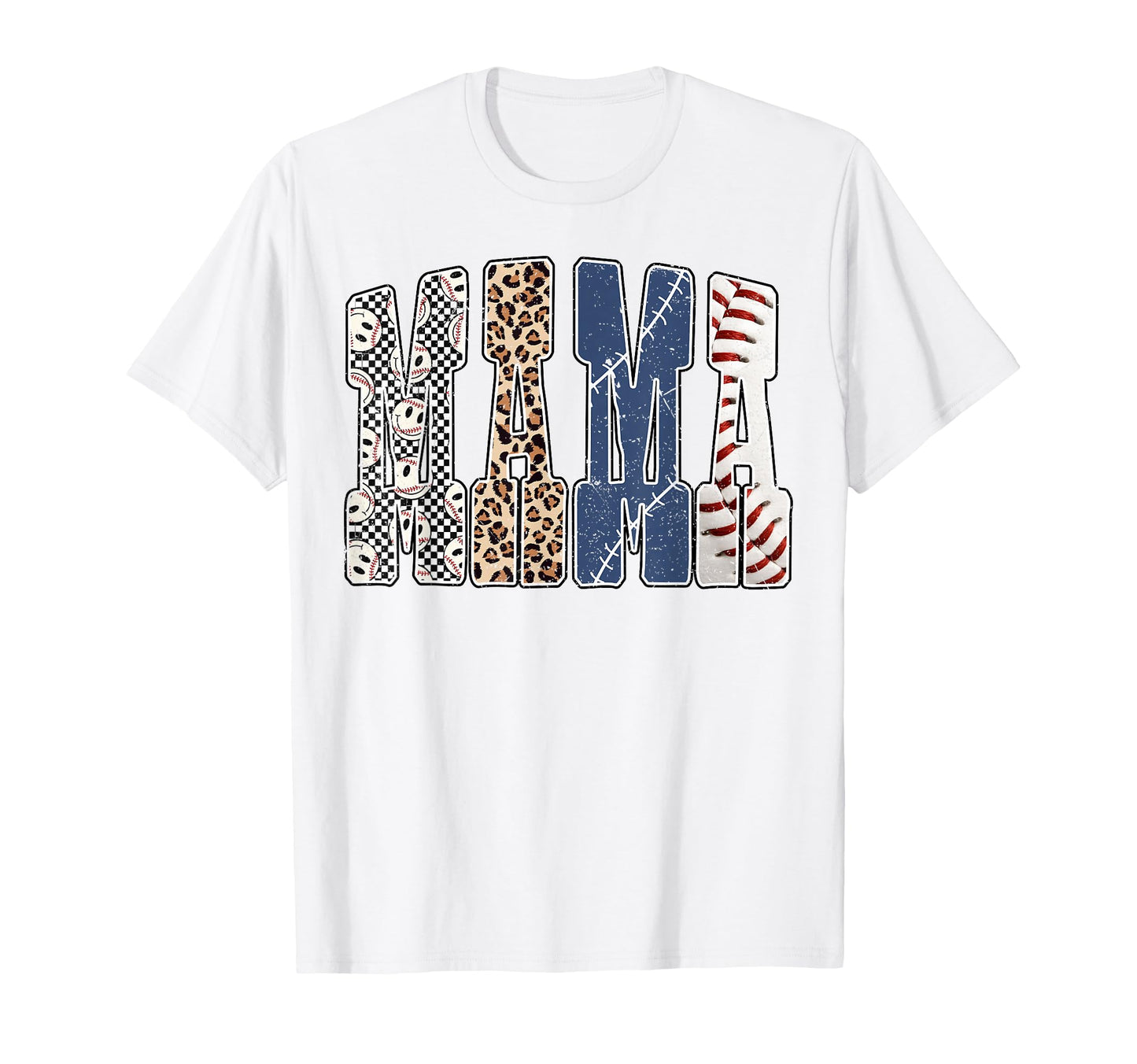 Baseball Mama Leopard Checkered Game T-Shirt - Unique Graphic Men Women - T-Shirt, Sweatshirt, Hoodie